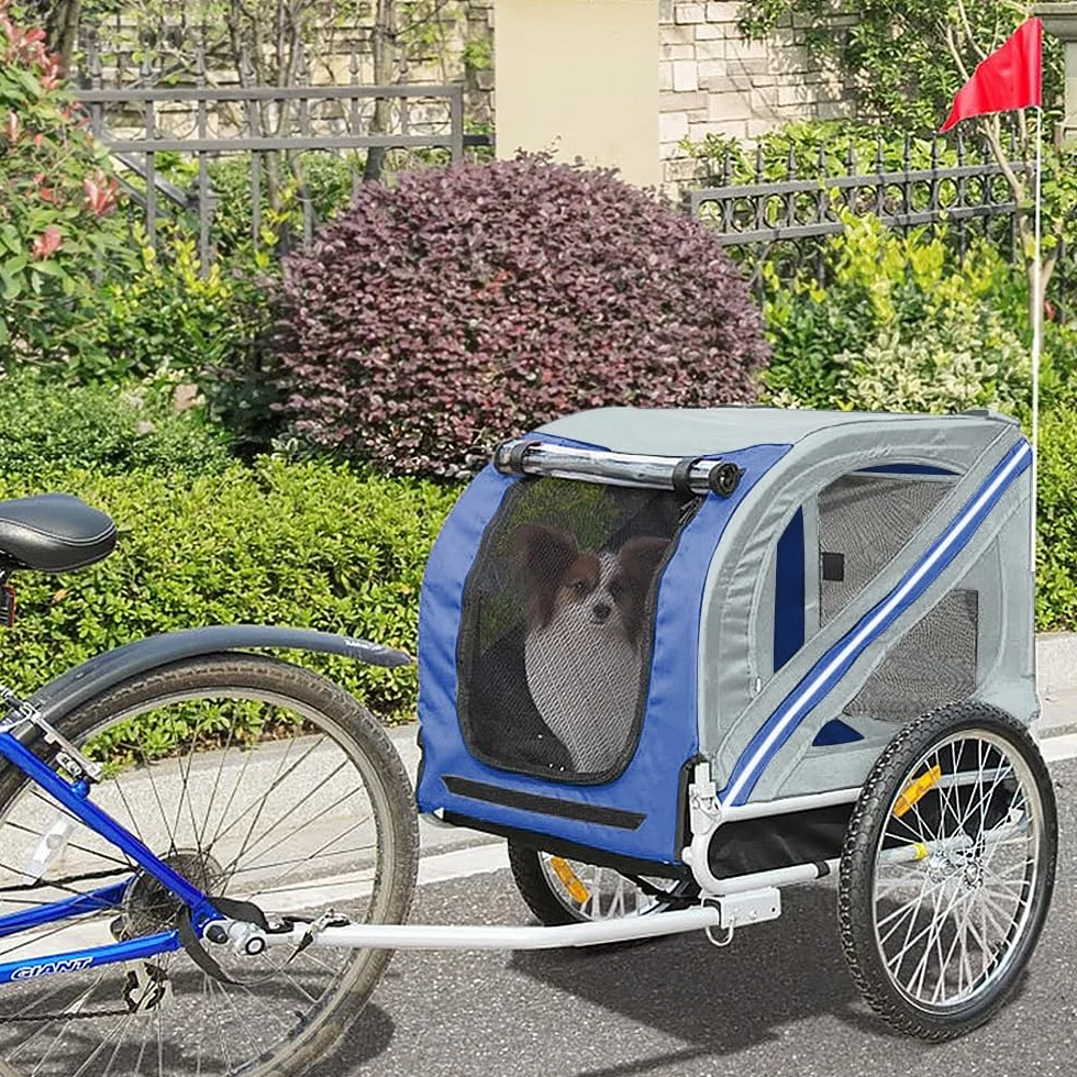 Remorque pour Enfants 2 en 1 Velo Pliable pour Chien Animaux avec Drapeau et Reflecteurs