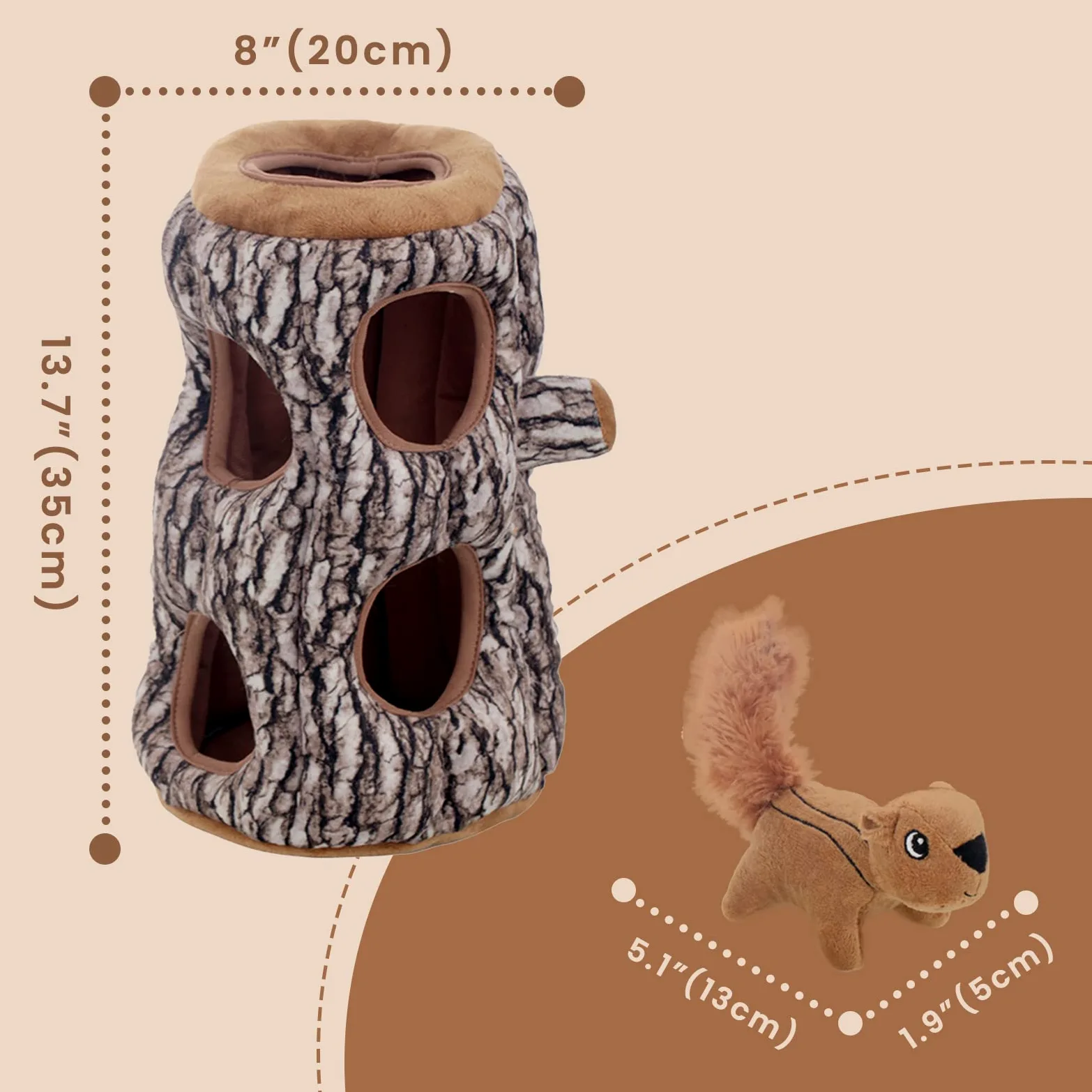 LaiFug Jouet en Peluche pour Chien en Forme d'écureuil caché, Jouet interactif couineur pour Chien, Taille XL