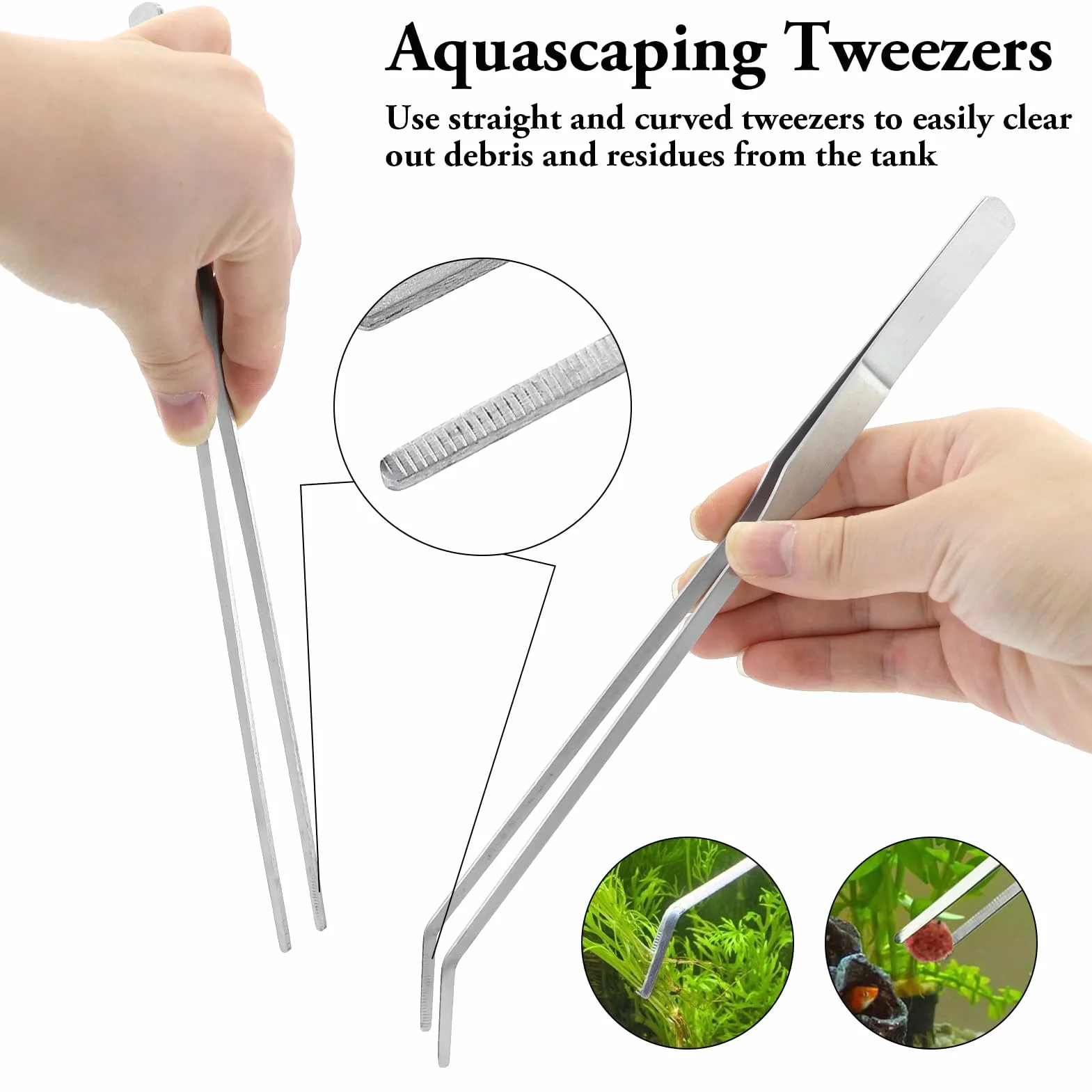 Aquarium Aquascaping Kit 4 Pièces Acier Inoxydable Pincettes Ciseaux Spatule Sac Rangement