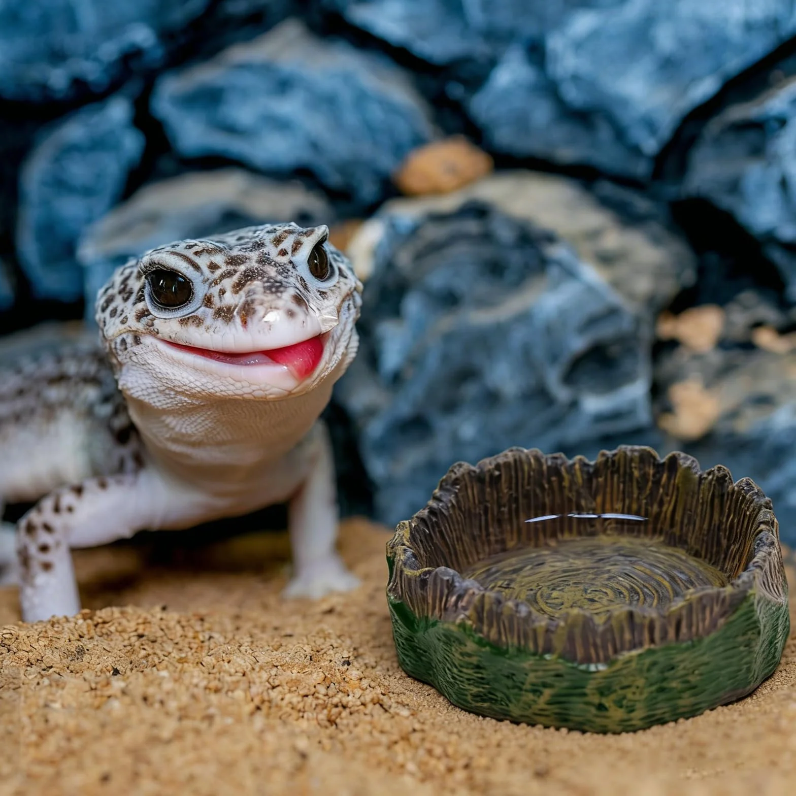 Bac à Eau pour Reptiles Terrarium Accessoire, Mangeoire Reptiles 4 Pièces avec Pinces