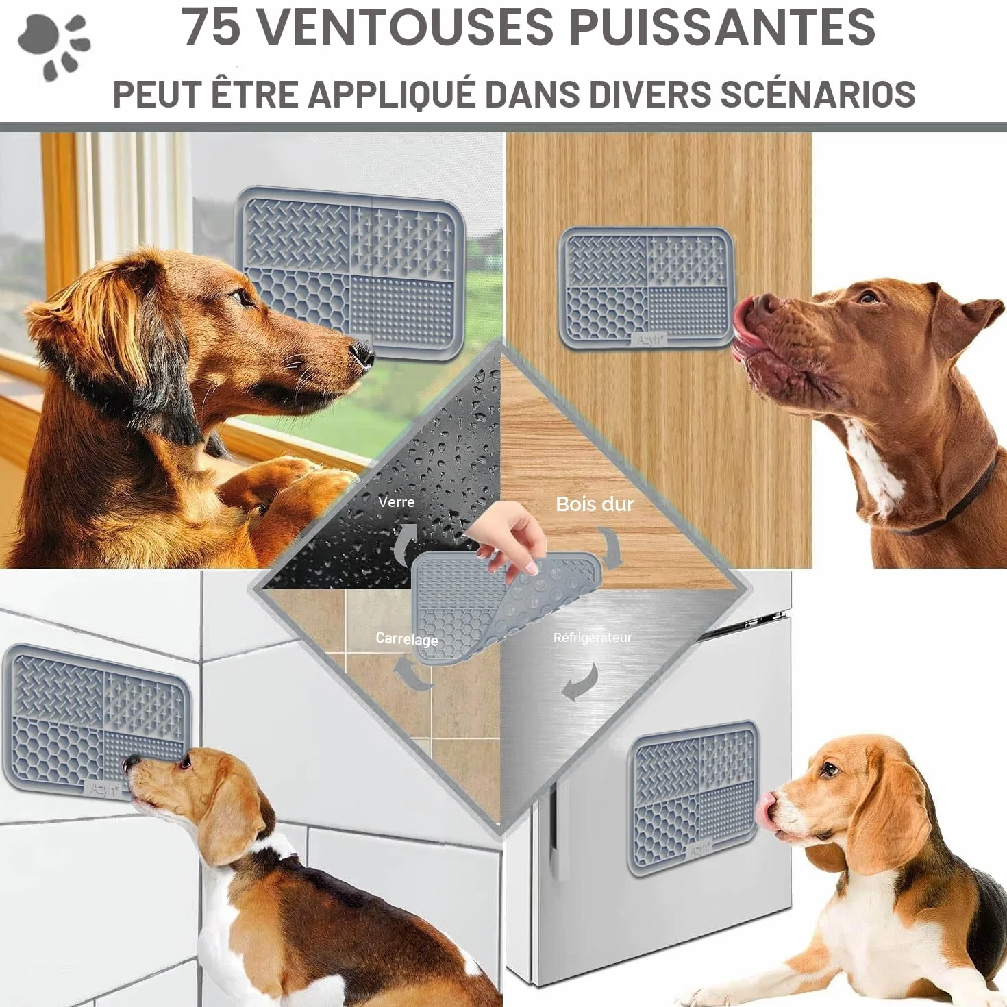 Lot de 2 Tapis à lécher pour Chiens et Chats - Jouet apaisant - Passe au Lave-Vaisselle - Tapis d'alimentation