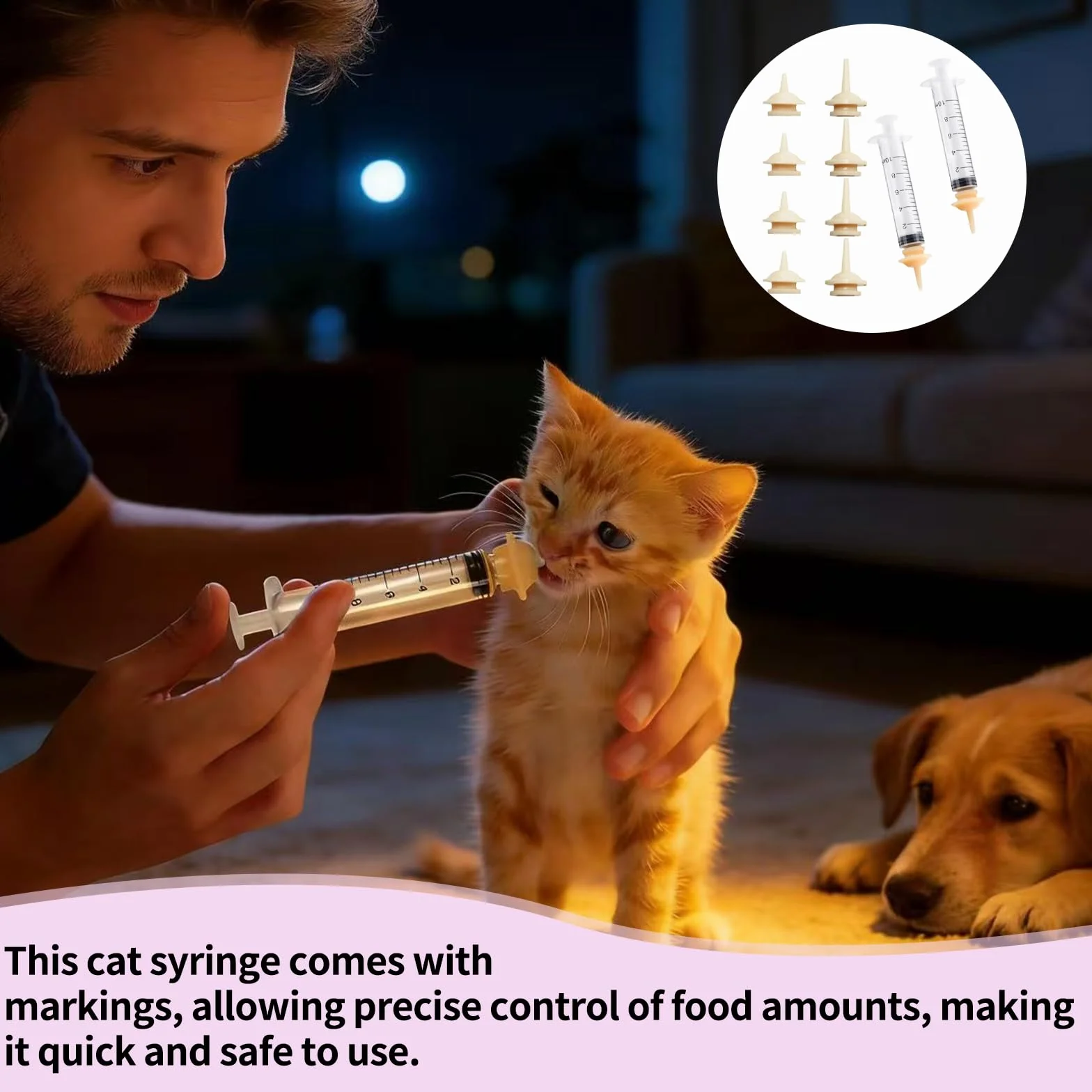 Kit d'Alimentation Animaux Nouveau-Nés avec 10 Tétines Silicone et 2 Seringues Graduées