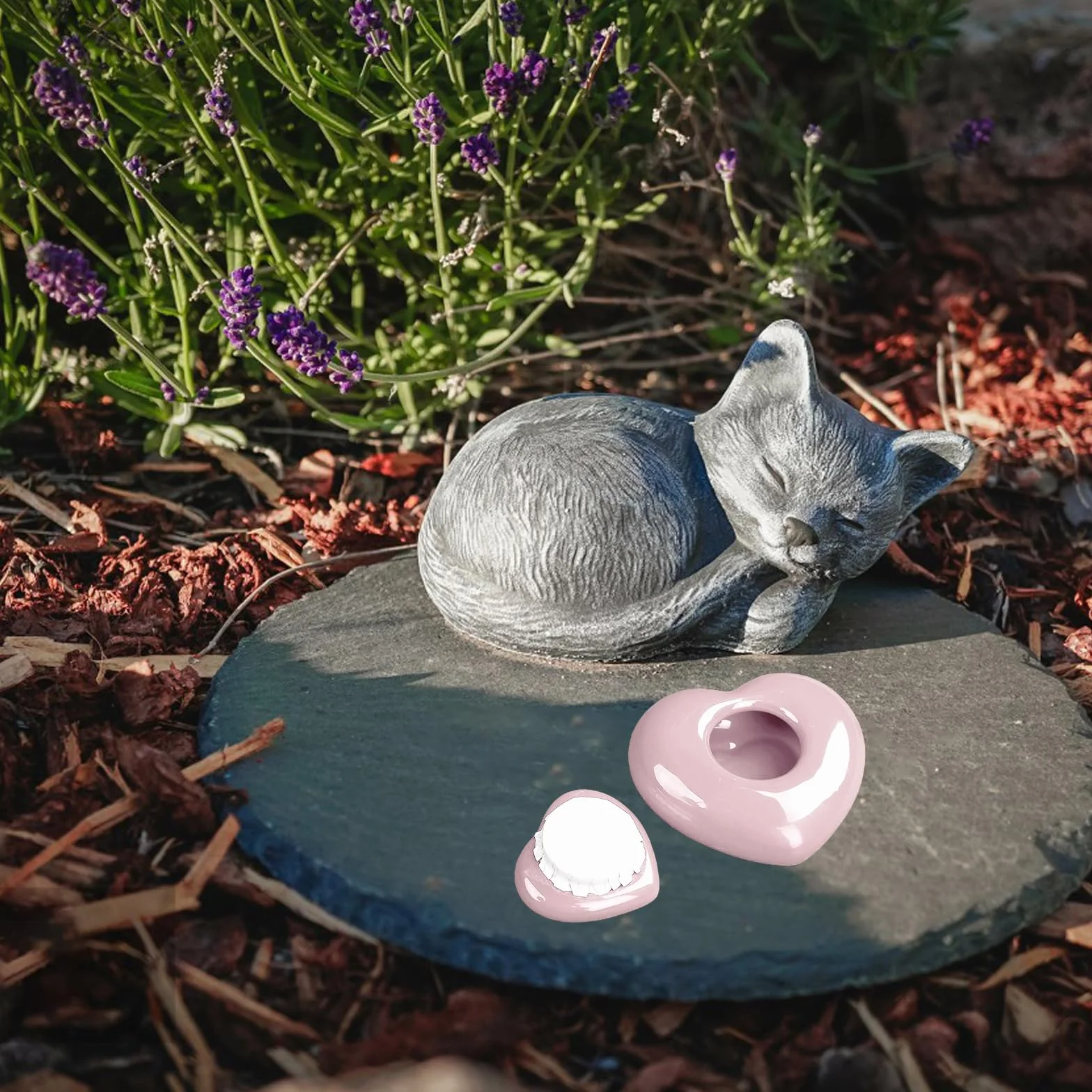 Urne funéraire pour Animaux de Compagnie en Forme de Coeur, Céramique, Rose