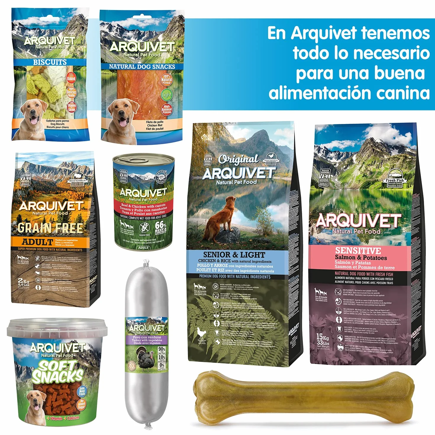 ARQUIVET Arquibone Bœuf 12,5 cm 95 g Grand os pour Chien Snack Naturel os à mâcher