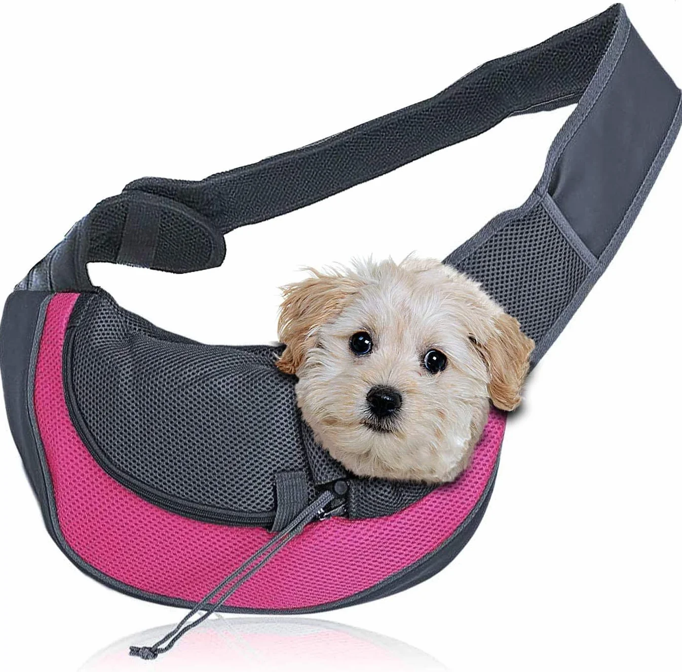 Sac de transport pour animal domestique en maille mains libres réglable rembourré avec poche et crochet