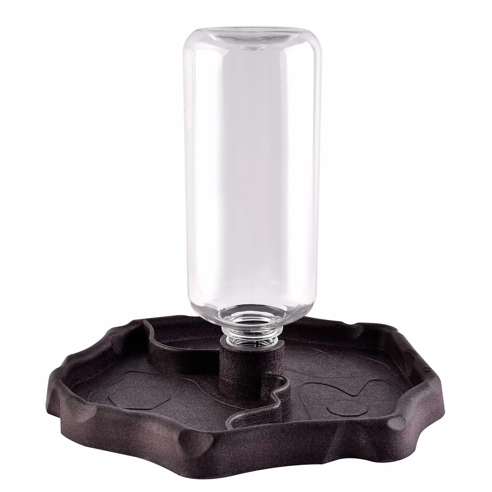 Distributeur d'eau pour Reptile Abreuvoir Tortue Mangeoire 2 en 1 Anti Débordement Plastique Brun