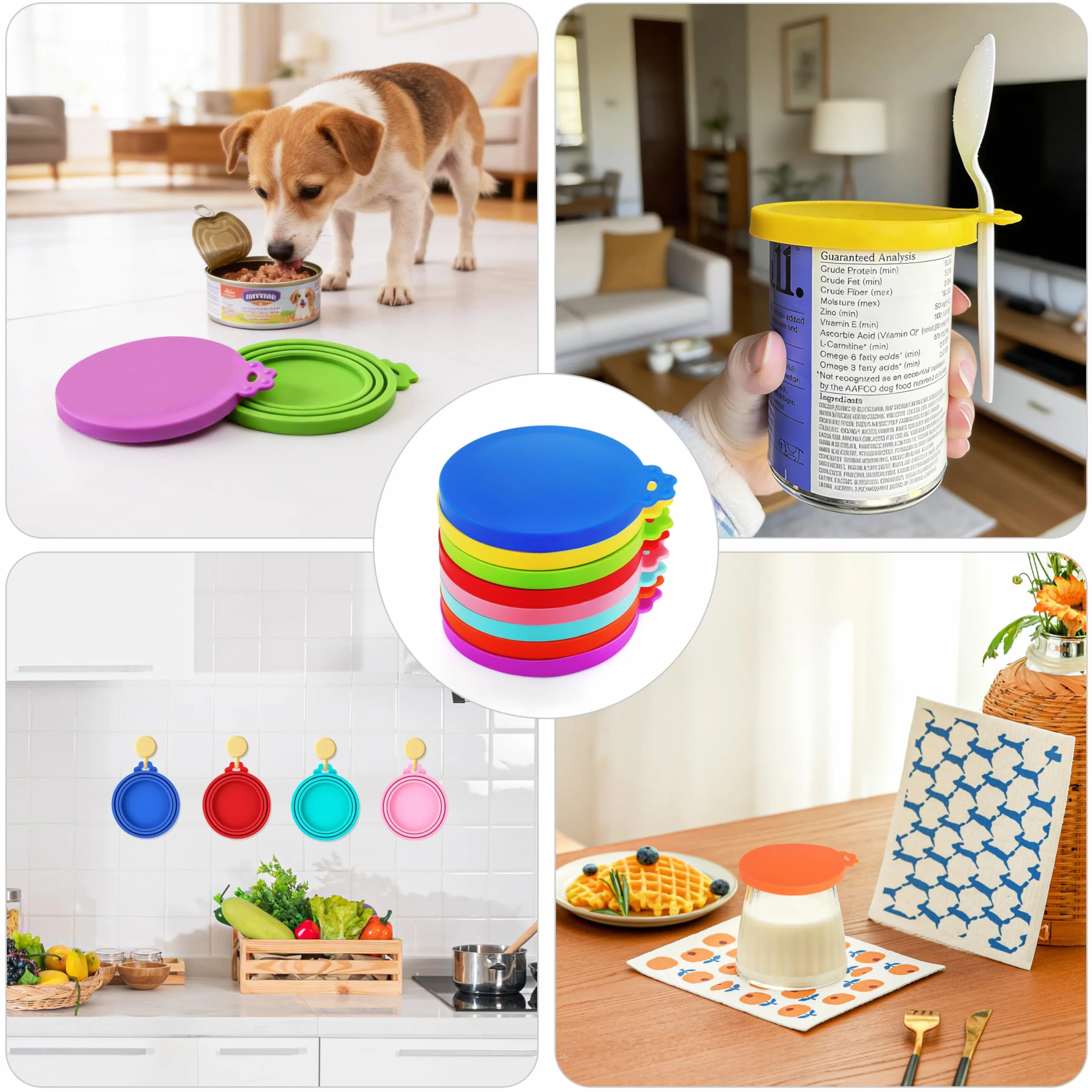 Couvercles Conserve Silicone Réutilisables 3 Tailles Standard 8 Pièces 8 Couleurs