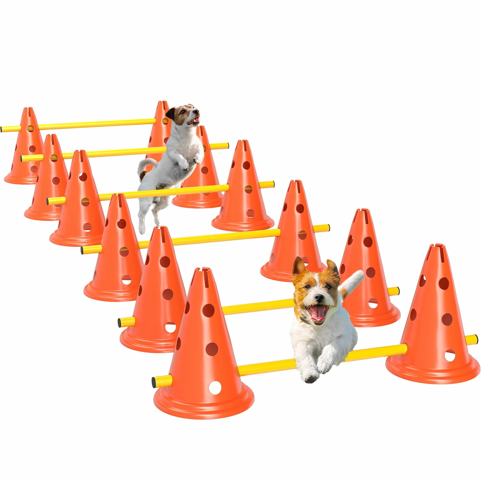 PawHut Ensemble d'Agilité pour Chien 6 Pièces avec Hauteur Réglable, Orange