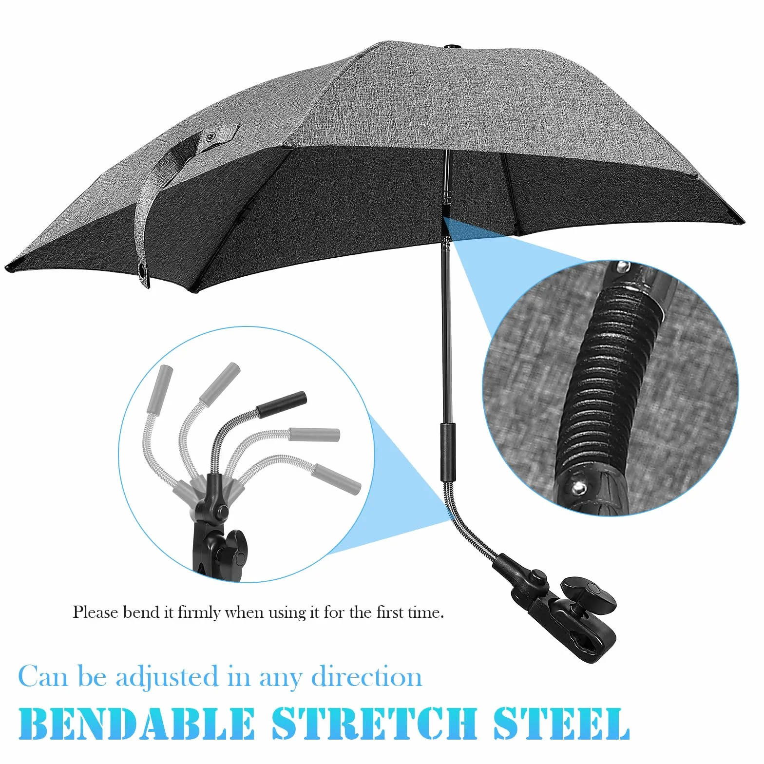 Ombrelle Poussette Universelle 78 cm Parapluie Protection Solaire UV 50+ Bébé Confort Extérieur
