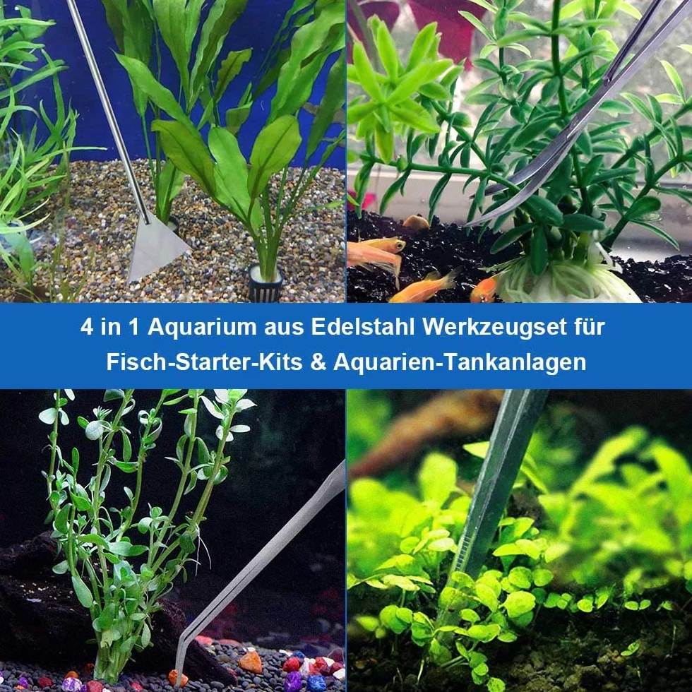SlowTon Aquarium Tool Set 5-en-1 Pince en Acier Inoxydable