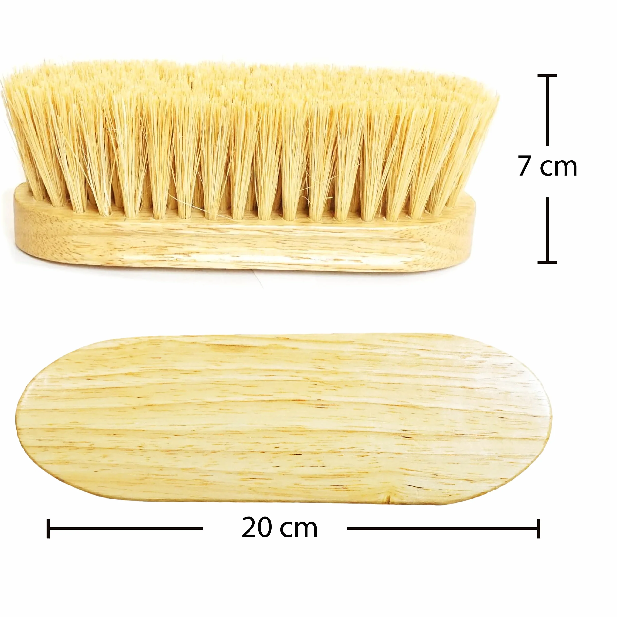 Brosse à racines pour cheval avec dos en bois et poils longs, stable et robuste