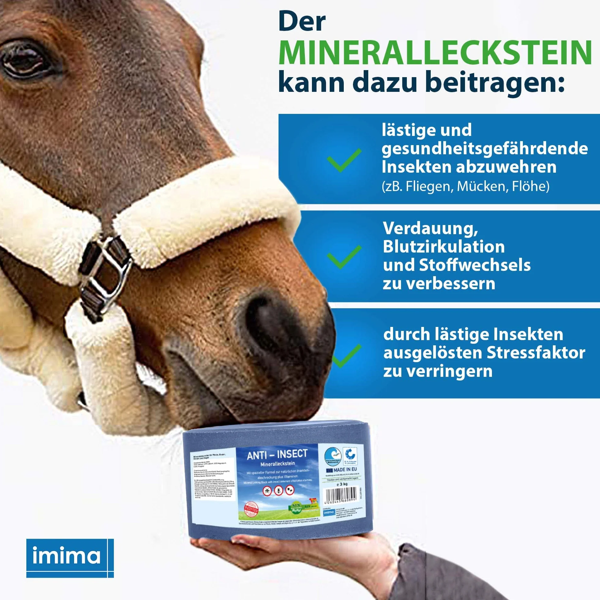 Pierre à lécher minérale Cheval Anti-Insect 2 x 3kg - Pierre à sel pour Chevaux Moutons Chèvres Gibier Boeuf