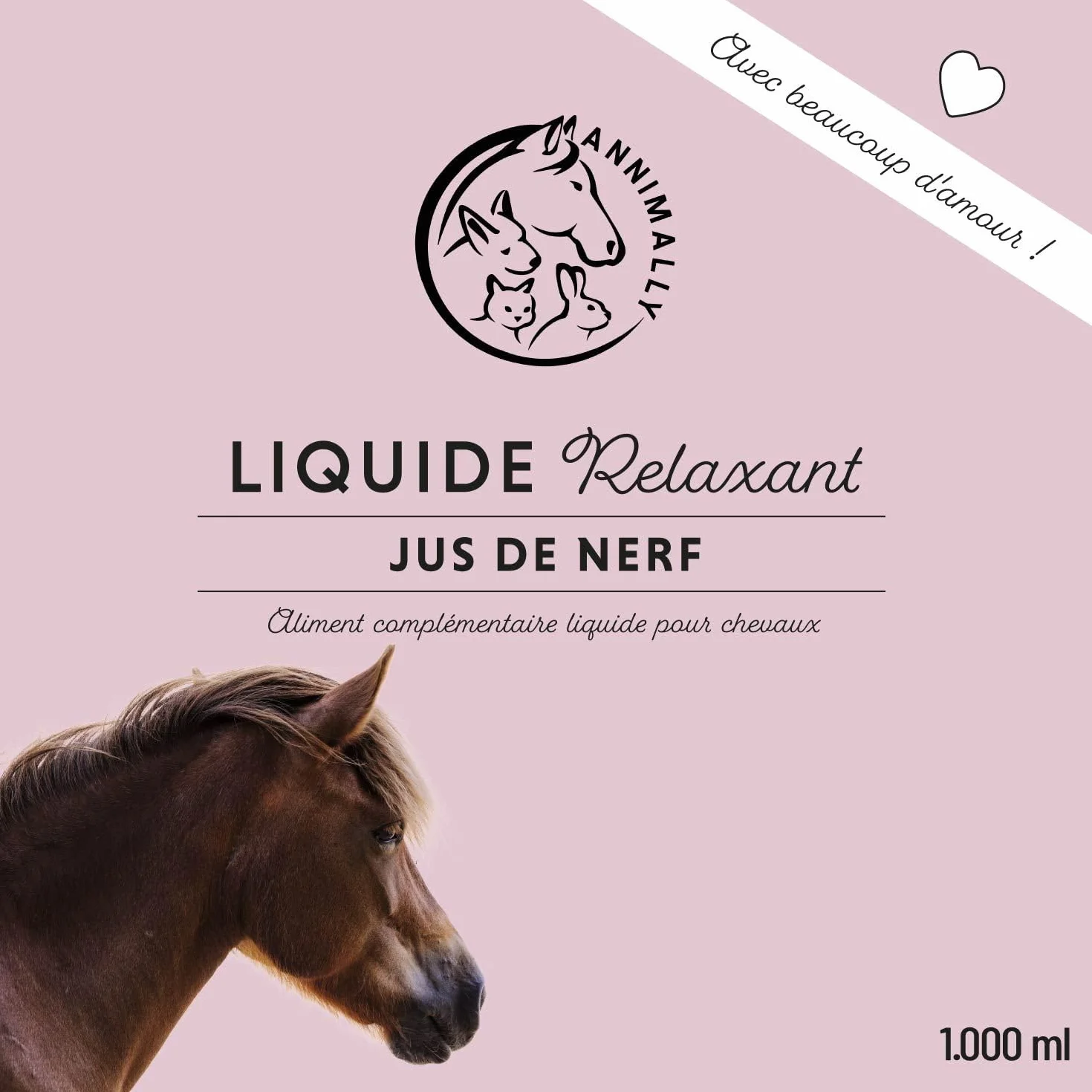 Relax Liquid pour Chevaux 1000ml Sirop Apaisant avec Valériane, Houblon, Tryptophane, B12, Magnésium et Calcium Liquide
