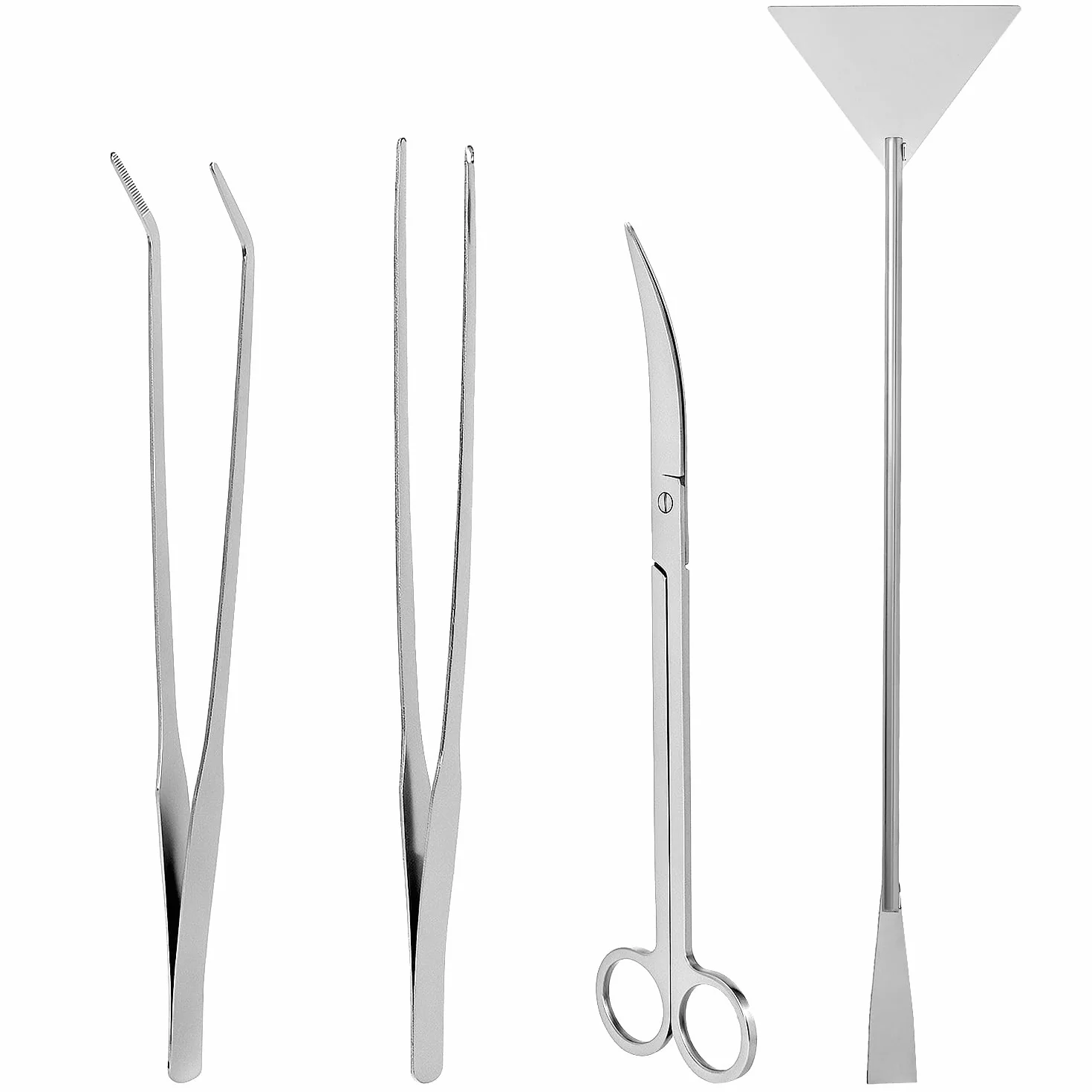 QWORK 4-en-1 kit aquascape aquarium, ensemble ciseaux pincettes spatules acier inoxydable