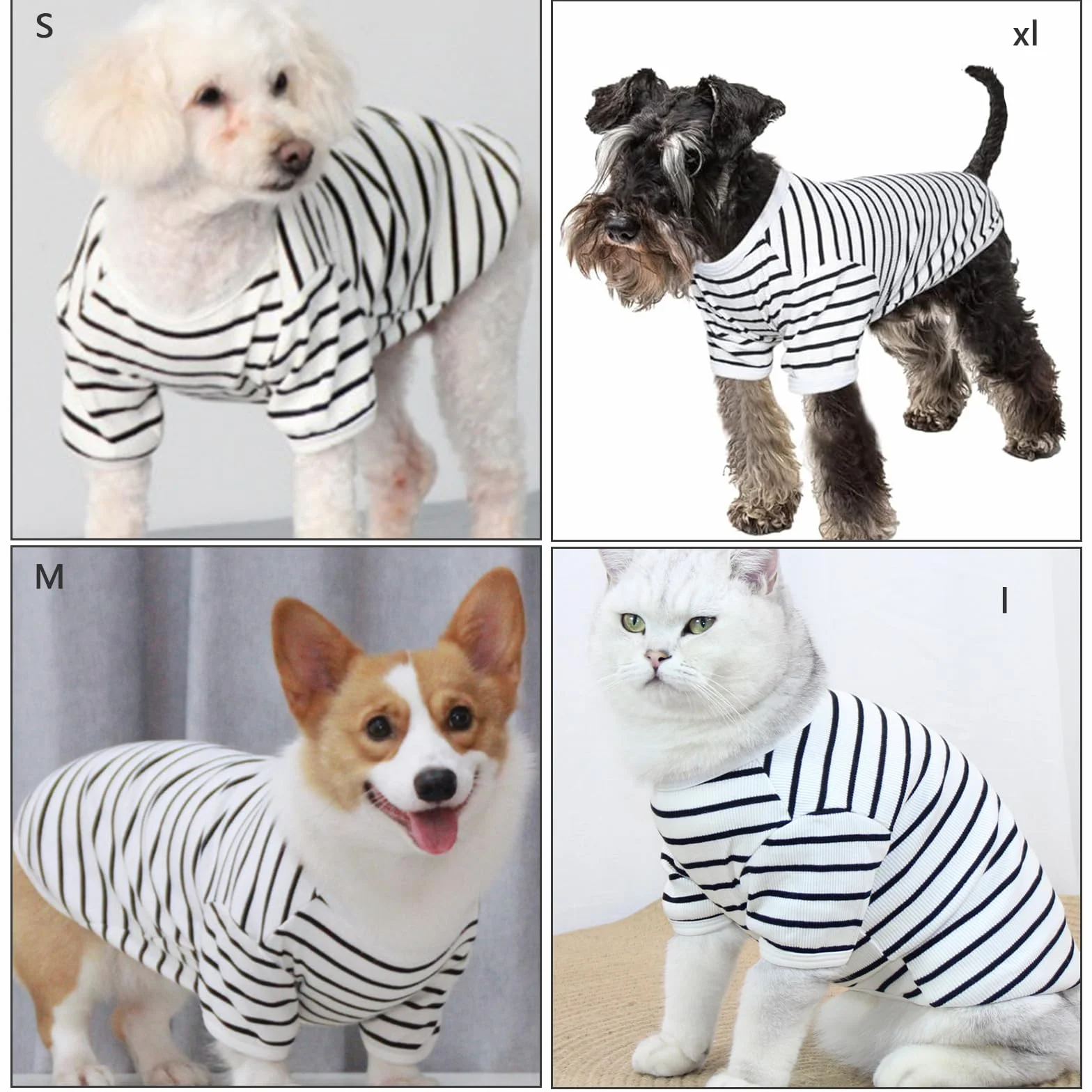 T-Shirt à Rayures pour Chien Chemises d'Été en Coton Doux Respirant Chihuahua Manches Courtes Vêtements Petit