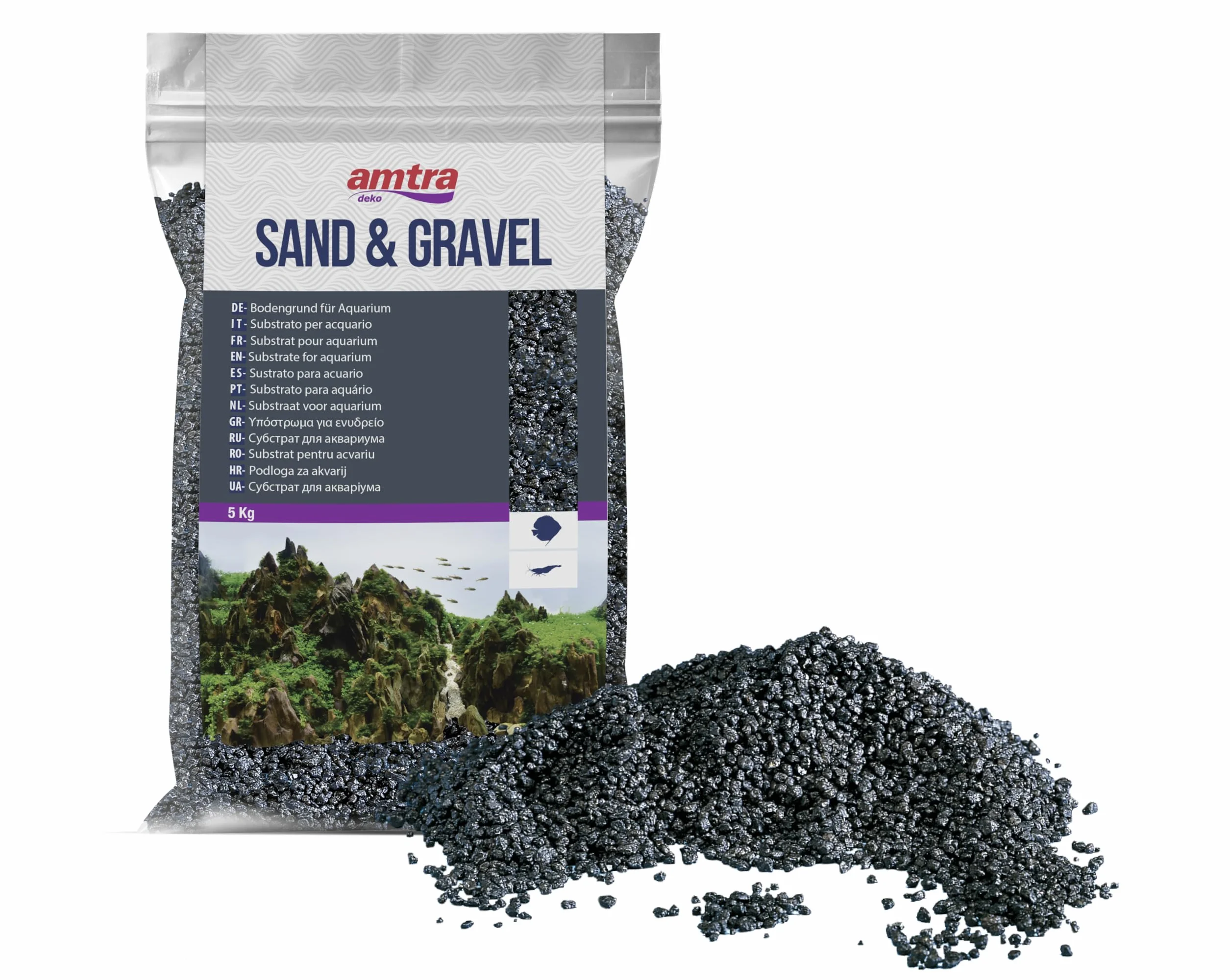 Amtra WAVE Gravier Quartz Ceramisé Aquariophilie Noir 5 kg