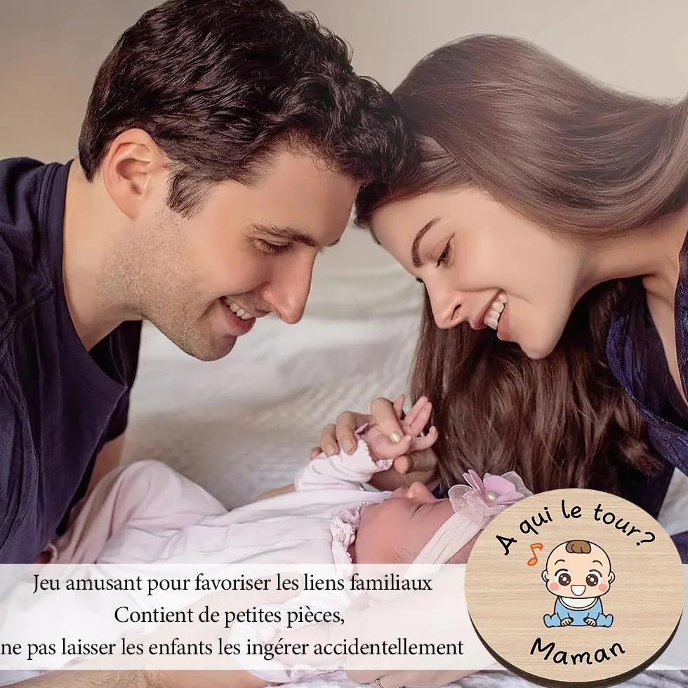 Cadeau Naissance en Bois pour Nouveaux Parents Fille Garcon
