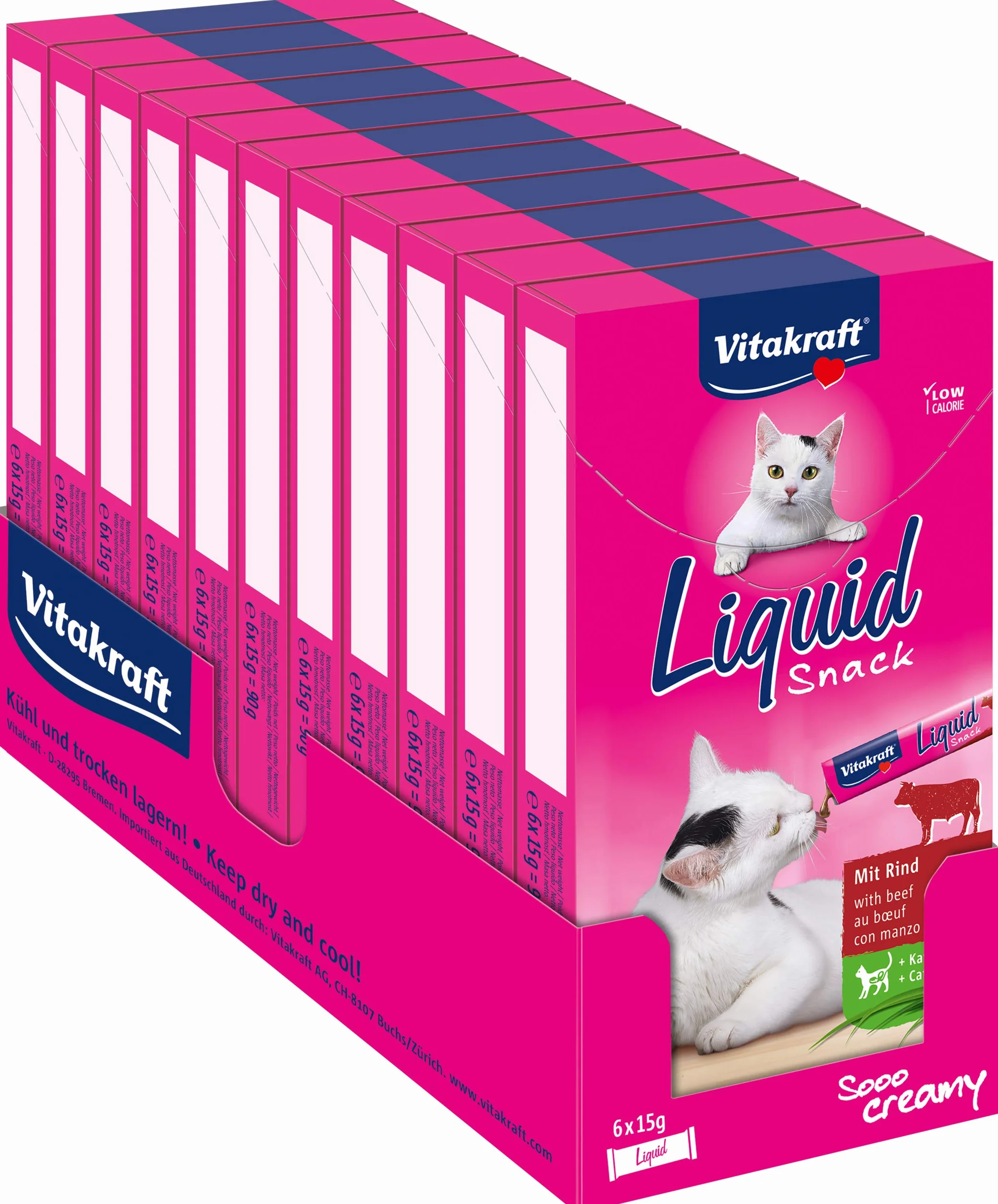 Vitakraft Liquid Snack Friandise pour Chat au Boeuf avec herbe à chat