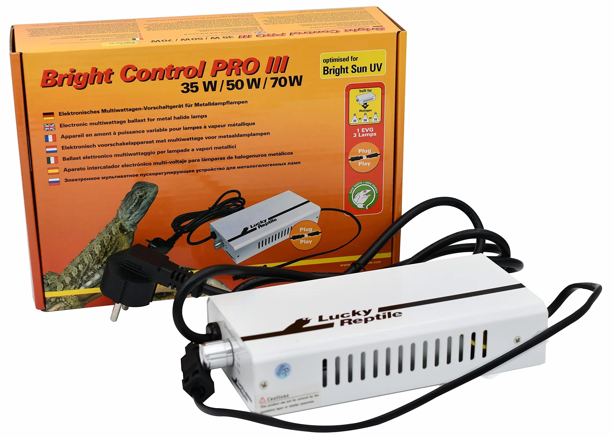 Lucky Reptile Bright Control Pro III Ballast multiwatt Lampe à Vapeur métallique Bright Sun Accessoire éclairage Terrarium 35/50/70 W