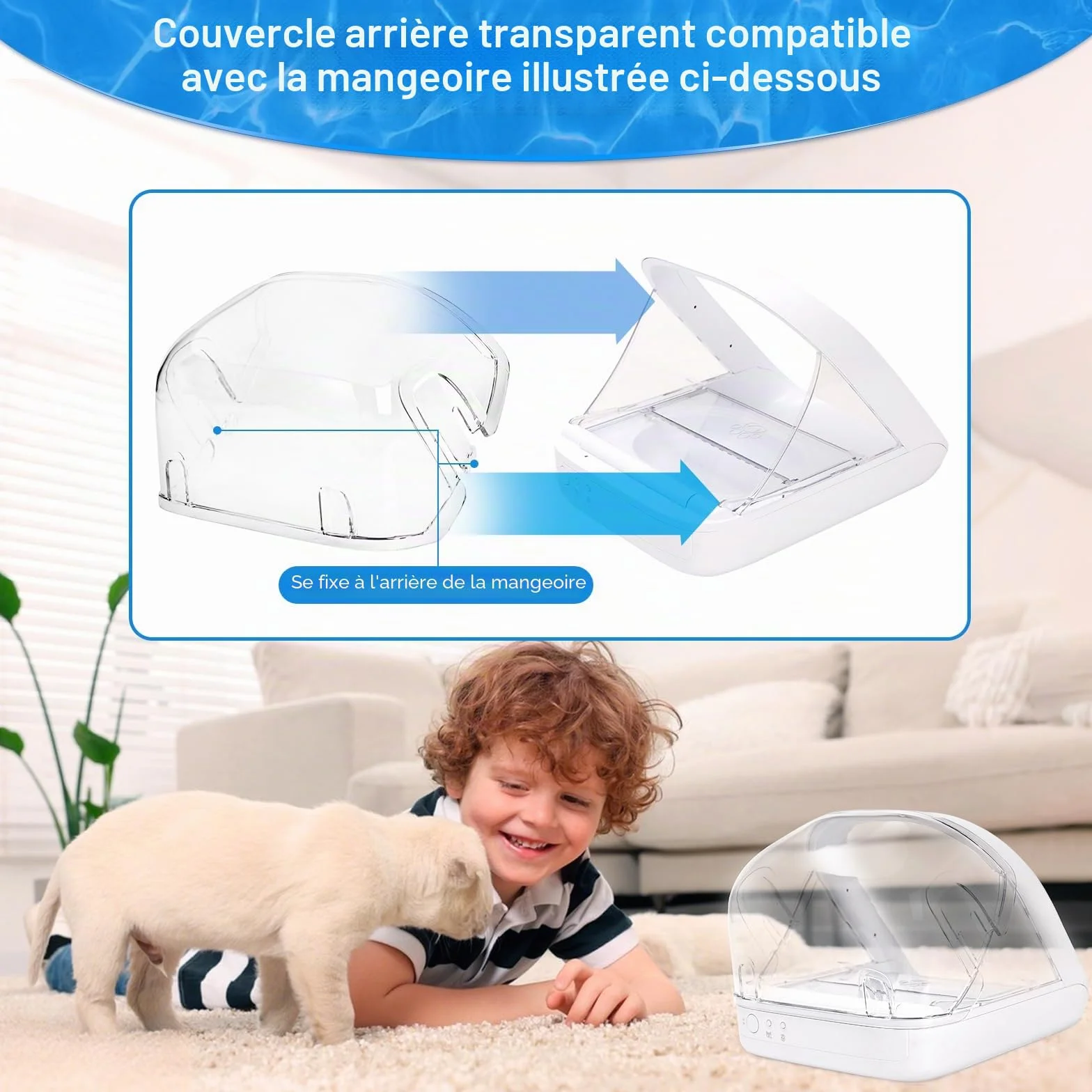 Couvercle Arrière pour Distributeur de Nourriture à Puce électronique, Compatible avec Pendentif RFID