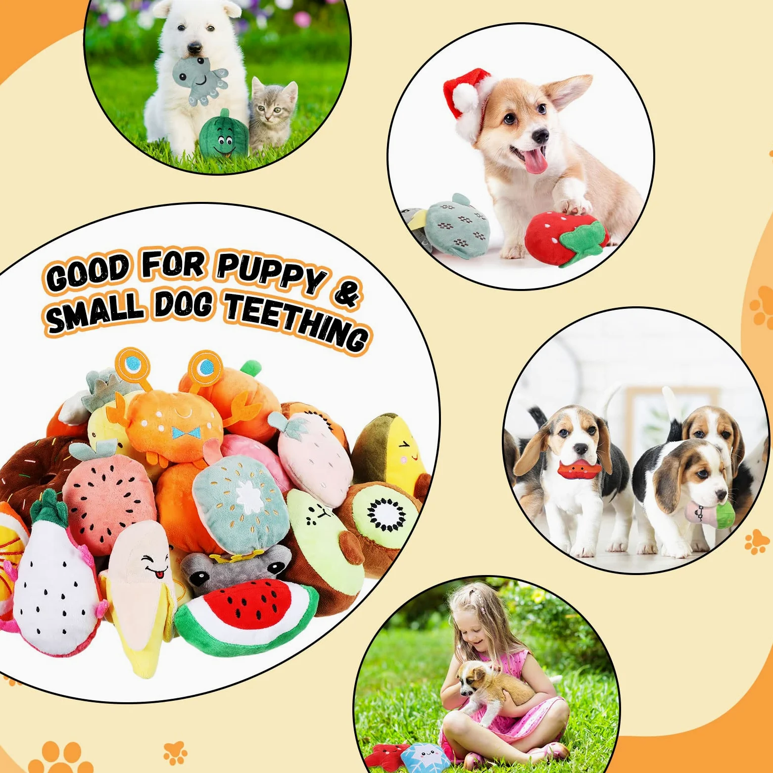 Hungdao Lot de 80 jouets couineurs en vrac pour chiens de petite et moyenne taille - Jouets en peluche avec couineurs pour chiots et chiots (style nouveau)