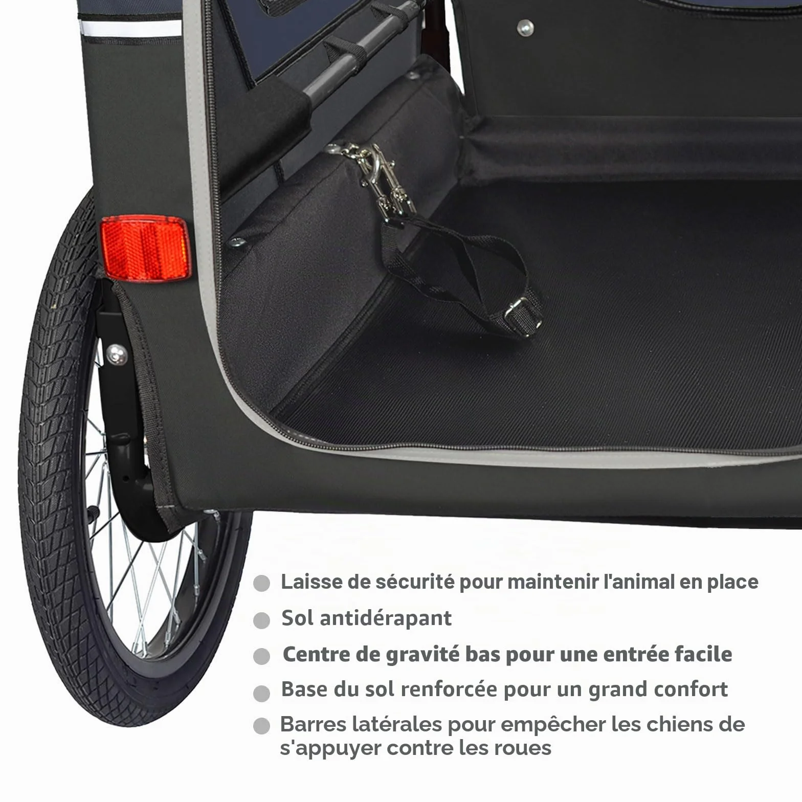 Remorque de vélo pour chiens DOGGYHUT® S-Line XL 45,4 kg, pliable, roues de suspension, frein de stationnement