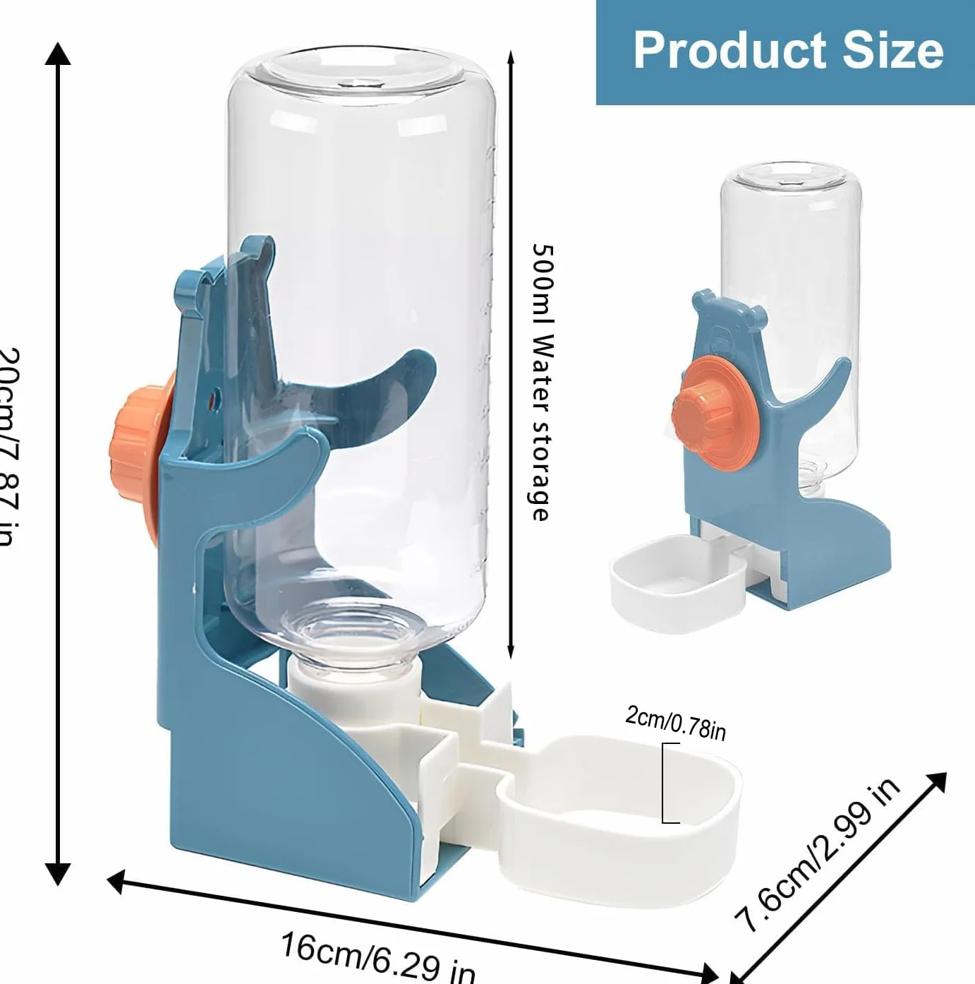 Distributeur d'eau et Nourriture Automatique pour Oiseaux, 2 Bouteilles 500ml, Anti-Fuite, Bleu