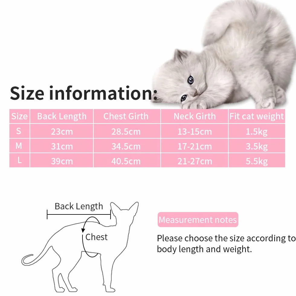 Gilet de Récupération Chat Chien Combinaison Récupération Animaux Plaies Abdominales Rosa M