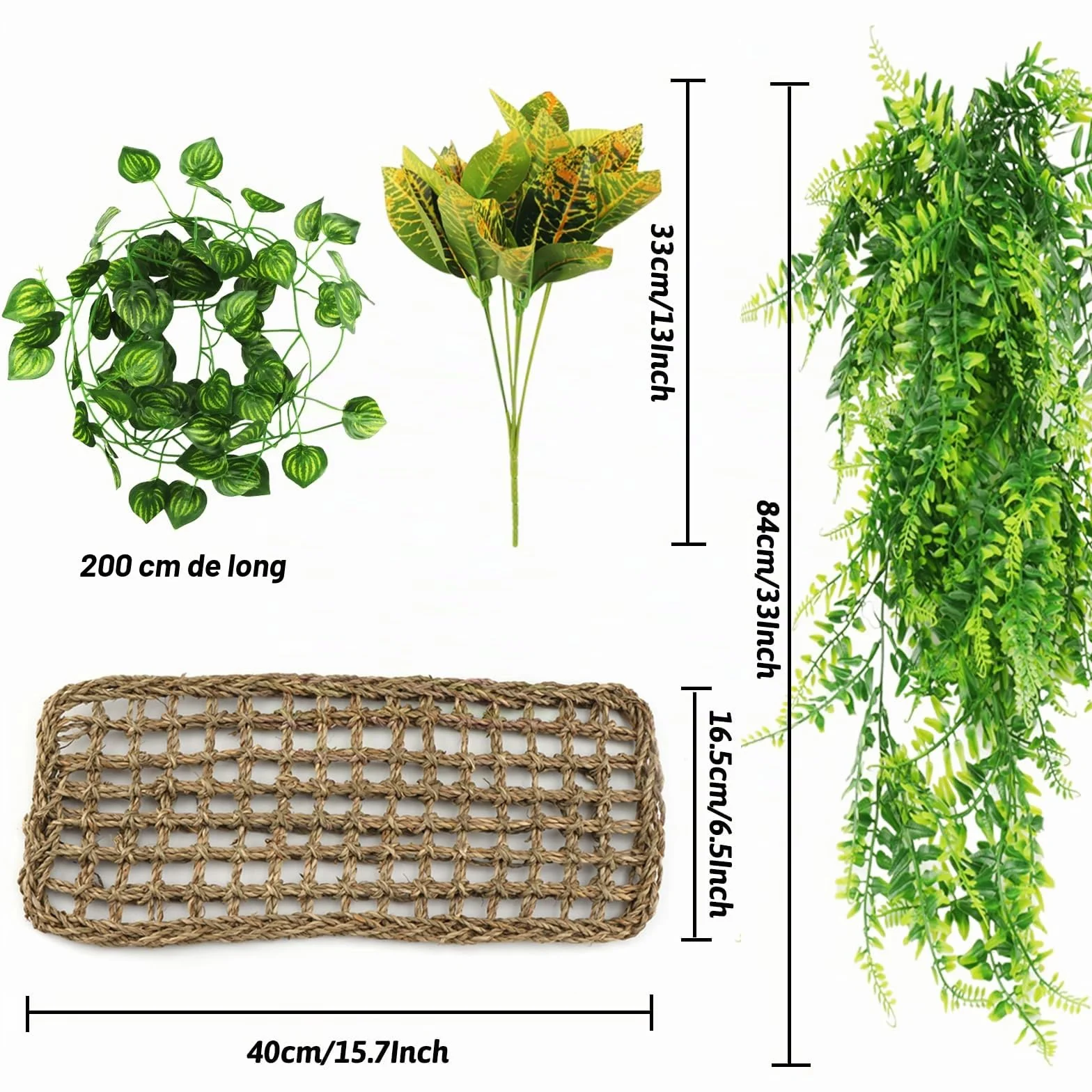 QUOZUO Dragon Barbu Hamac Naturel pour Reptile avec Vignes d'Escalade et Branche Décorative Terrarium