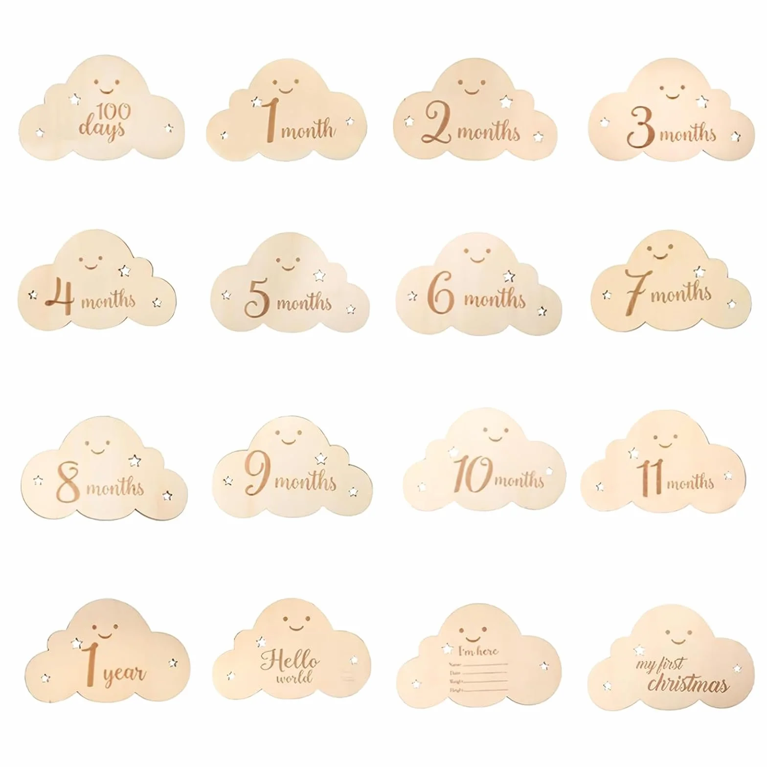 Milestone Cards Bébé en Bois Personnalisée Cartes d'Étapes 8 Pièces Cadeau Naissance
