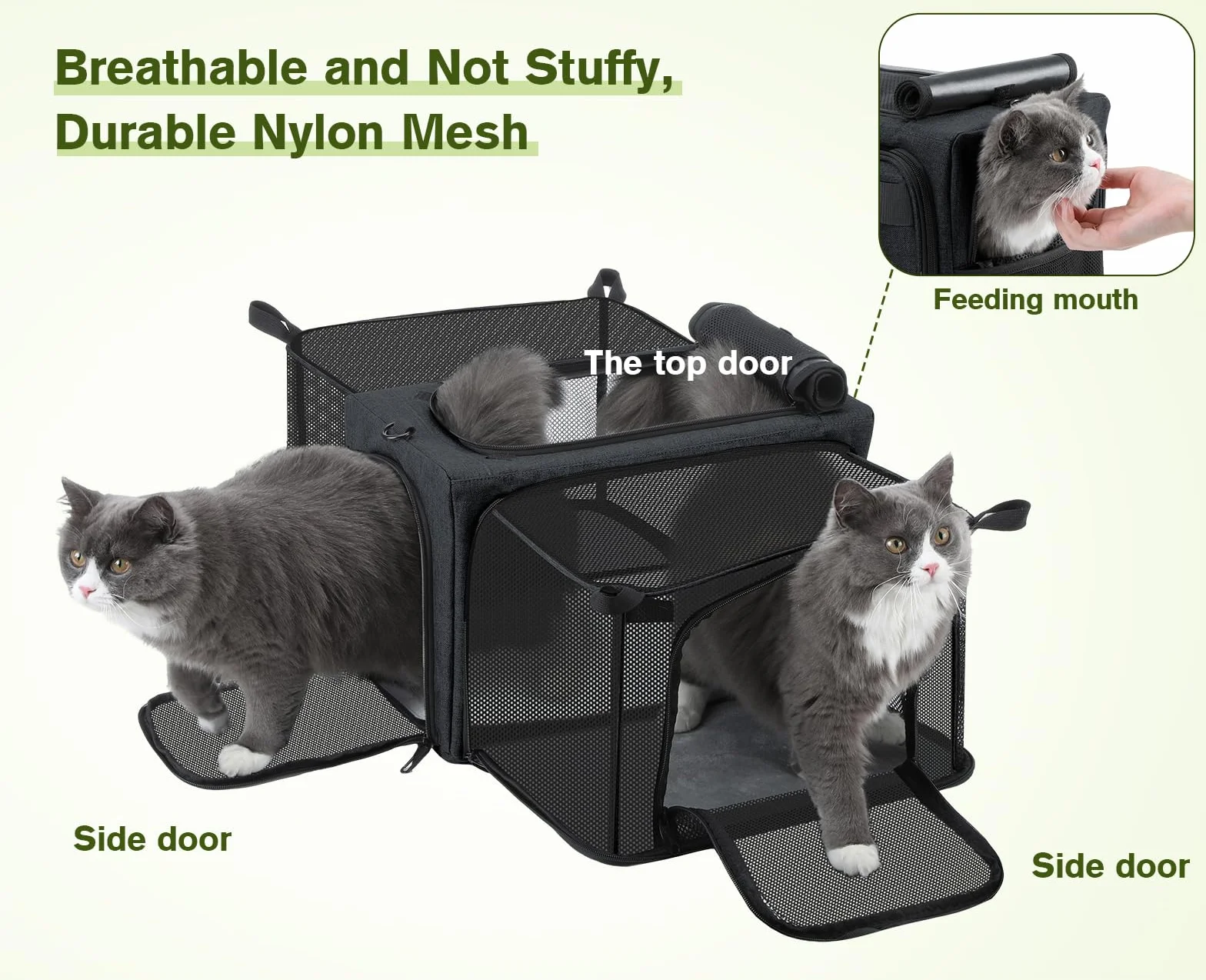 Pecute Sac de Transport Chat Extensible Pliable Voyage Avion Train Noir