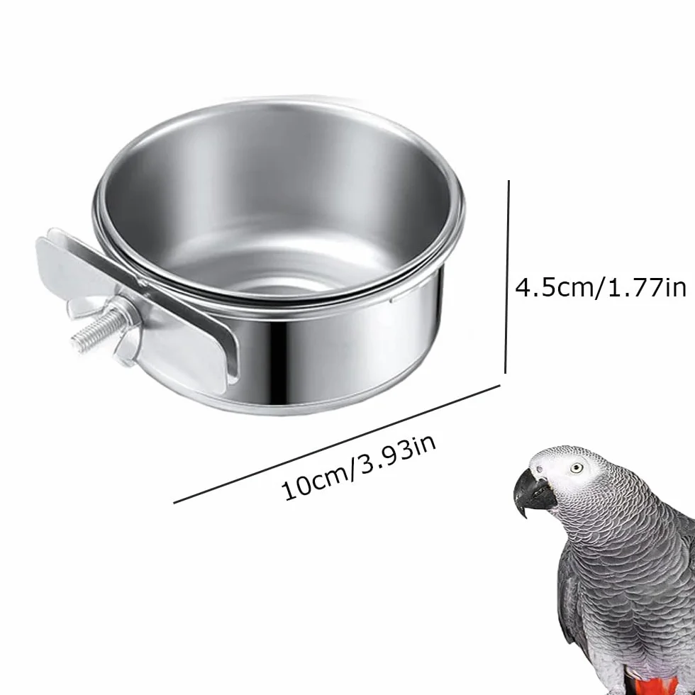 Gamelles en acier inoxydable pour oiseaux Lot de 4 10 x 4,5 cm à suspendre