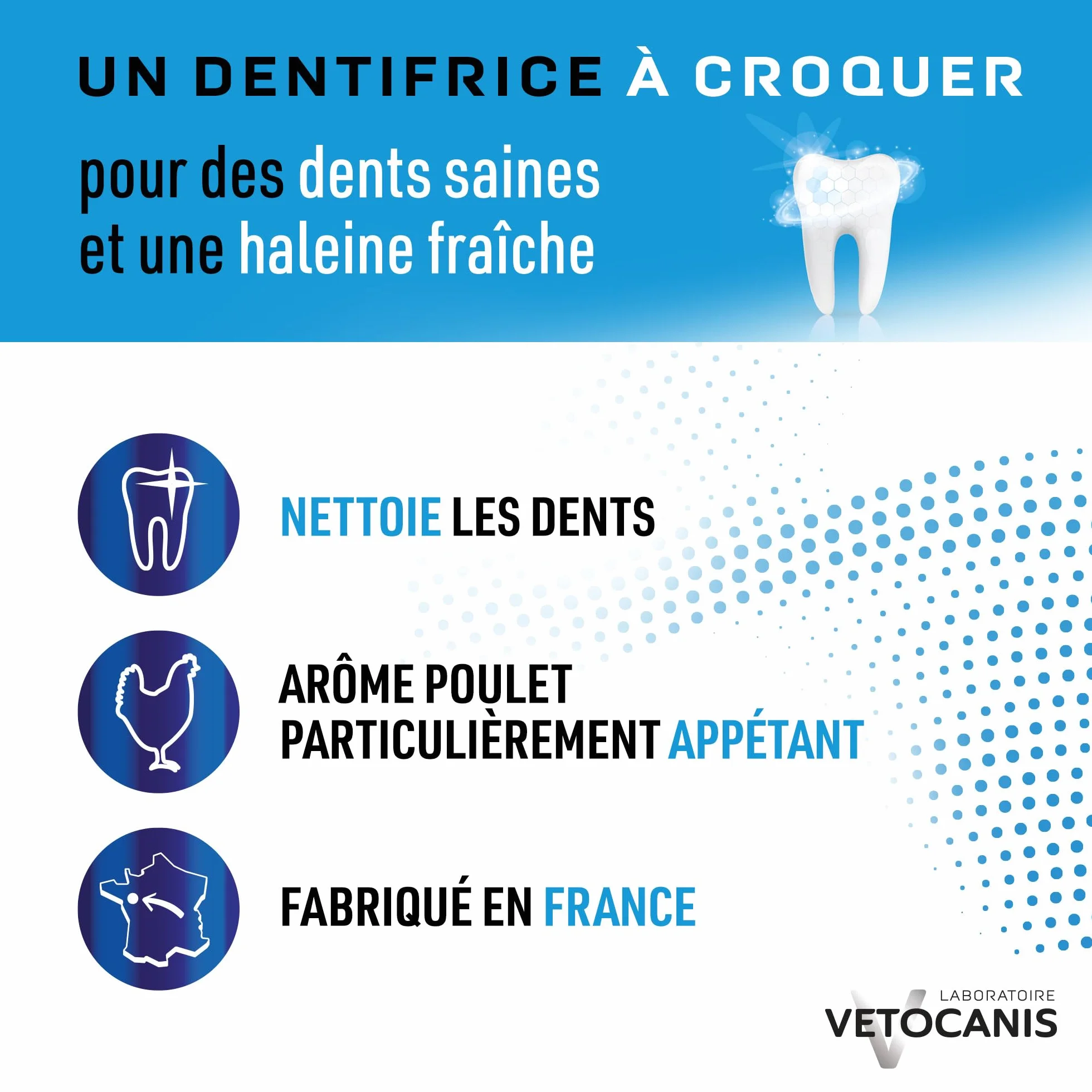 Vetocanis Dentifrice pour Chien et Chat à Croquer, 30 pièces