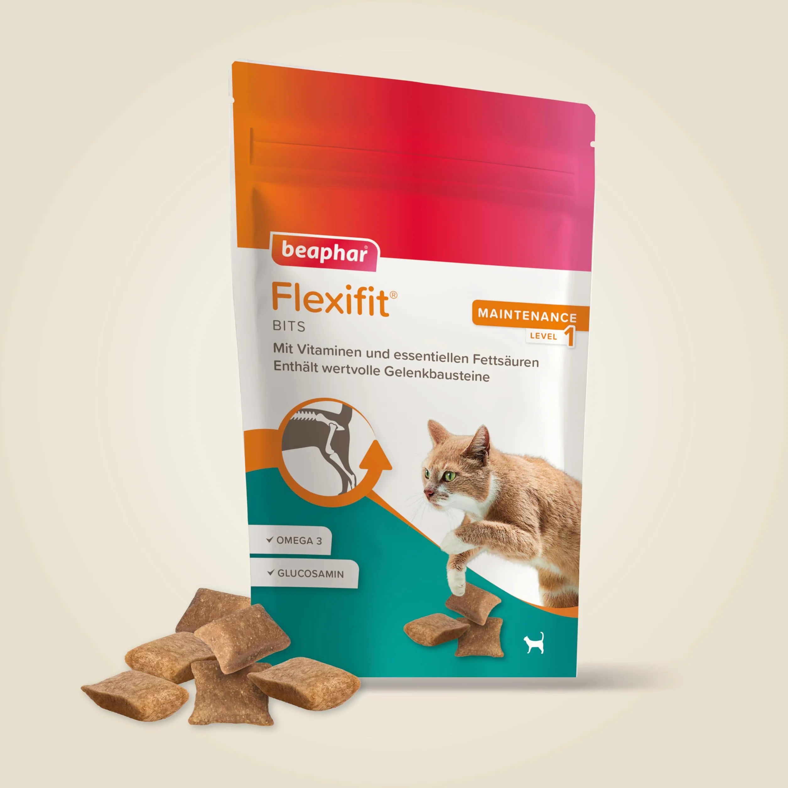 BEAPHAR Embouts Flexifit pour Chats 150 g - Soutient la mobilité articulaire et la vitalité avec Taurine, Vitamine C, glucosamine et oméga 3