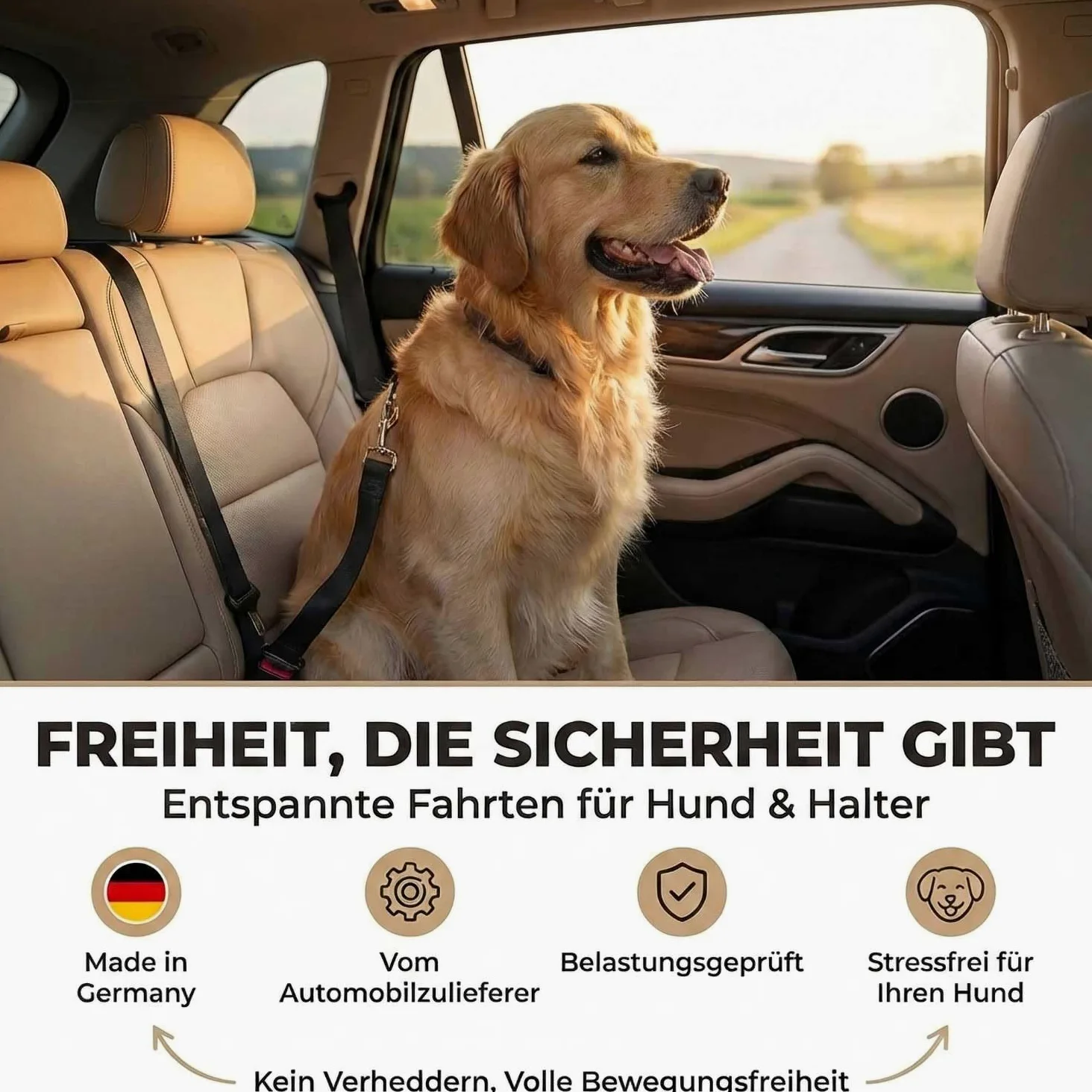 Ceinture de sécurité Extensible pour Chien/Ceinture de sécurité pour Chien de Taille Moyenne et Grande/Ceinture Sangle pour Chien