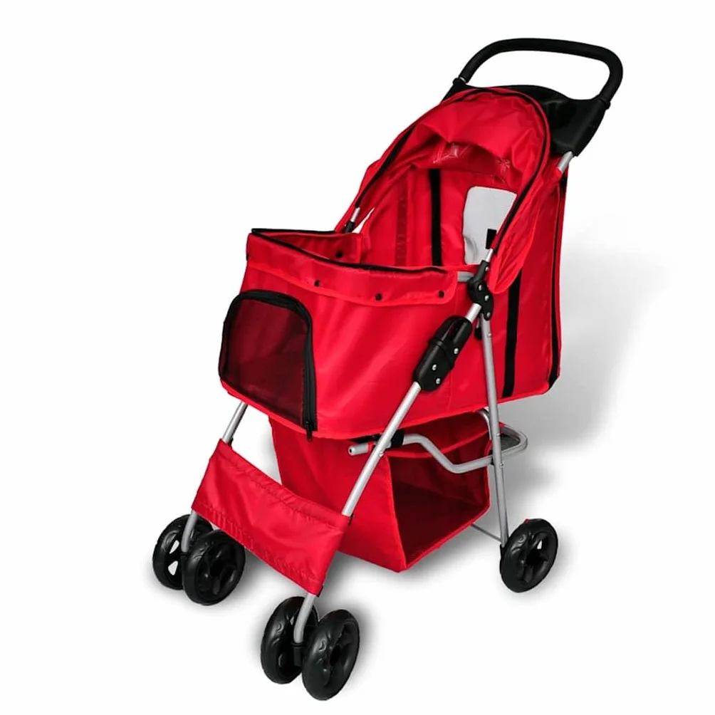 vidaXL Poussette pour Animaux Chariot avec Freins Rouge