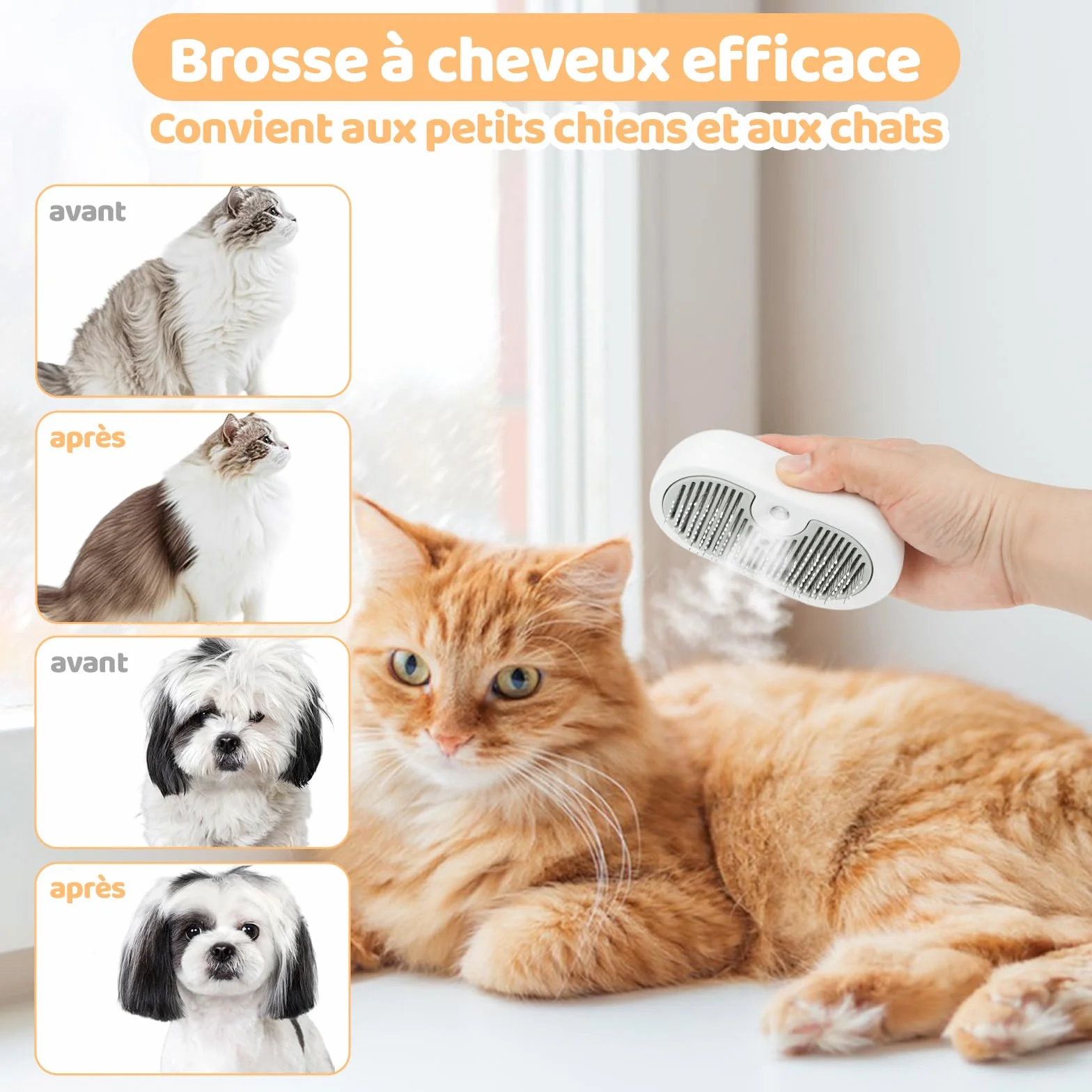 Brosse Vapeur Chat Rechargeable Nepfaivy - Nettoyeur Vapeur pour Animaux Élimine Les Poils