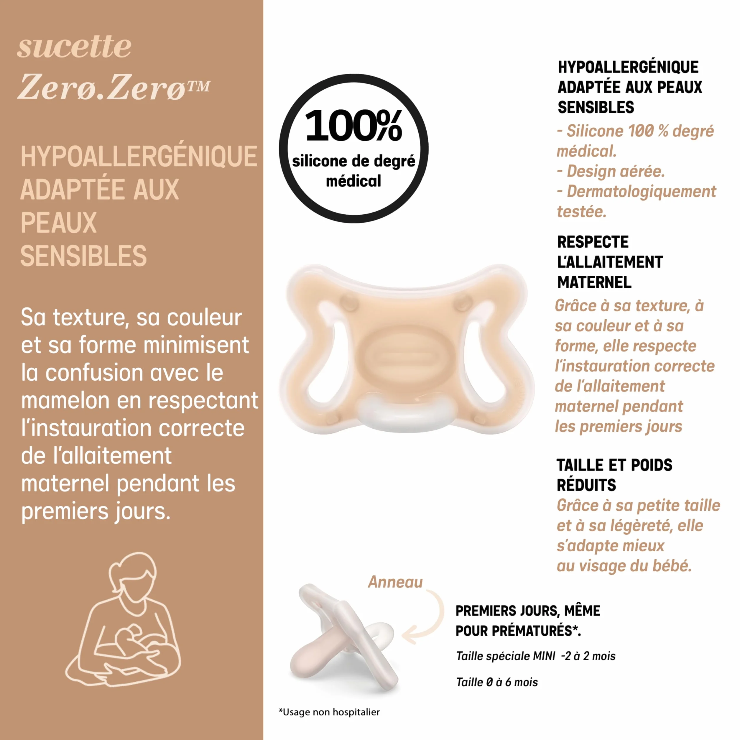 Suavinex Sucette Zero Zero Tétine Symétrique SX Pro 0-6 Mois Hypoallergénique Silicone