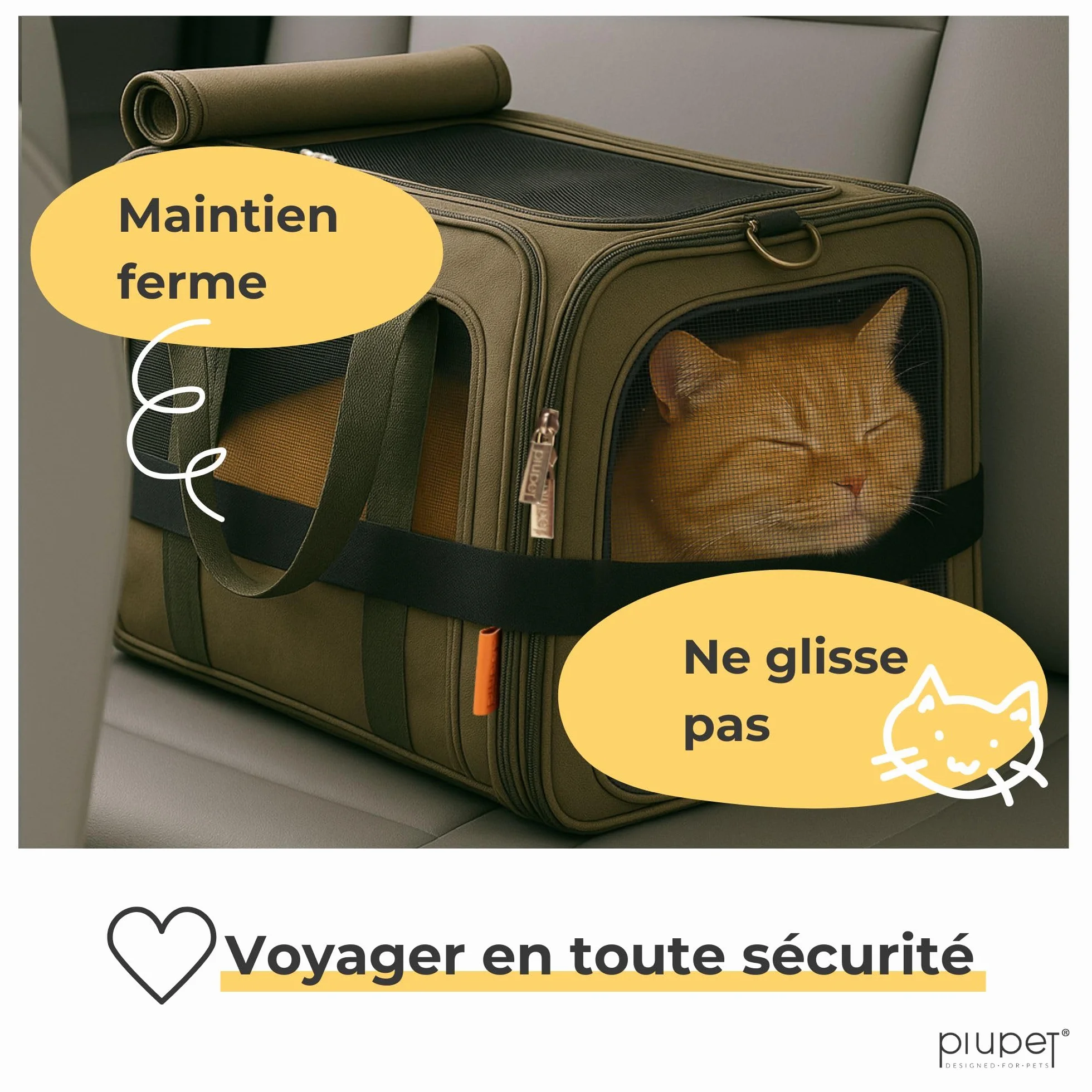 PiuPet® Caisse de Transport Chat Petit Chien jusqu'à 10kg 4 Ouvertures Sac Cabine