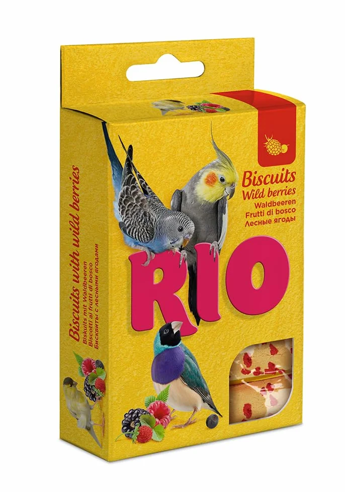 RIO Biscuits aux Baies Sauvages 4 x 35 g Aliment complémentaire pour Oiseaux d’Ornement