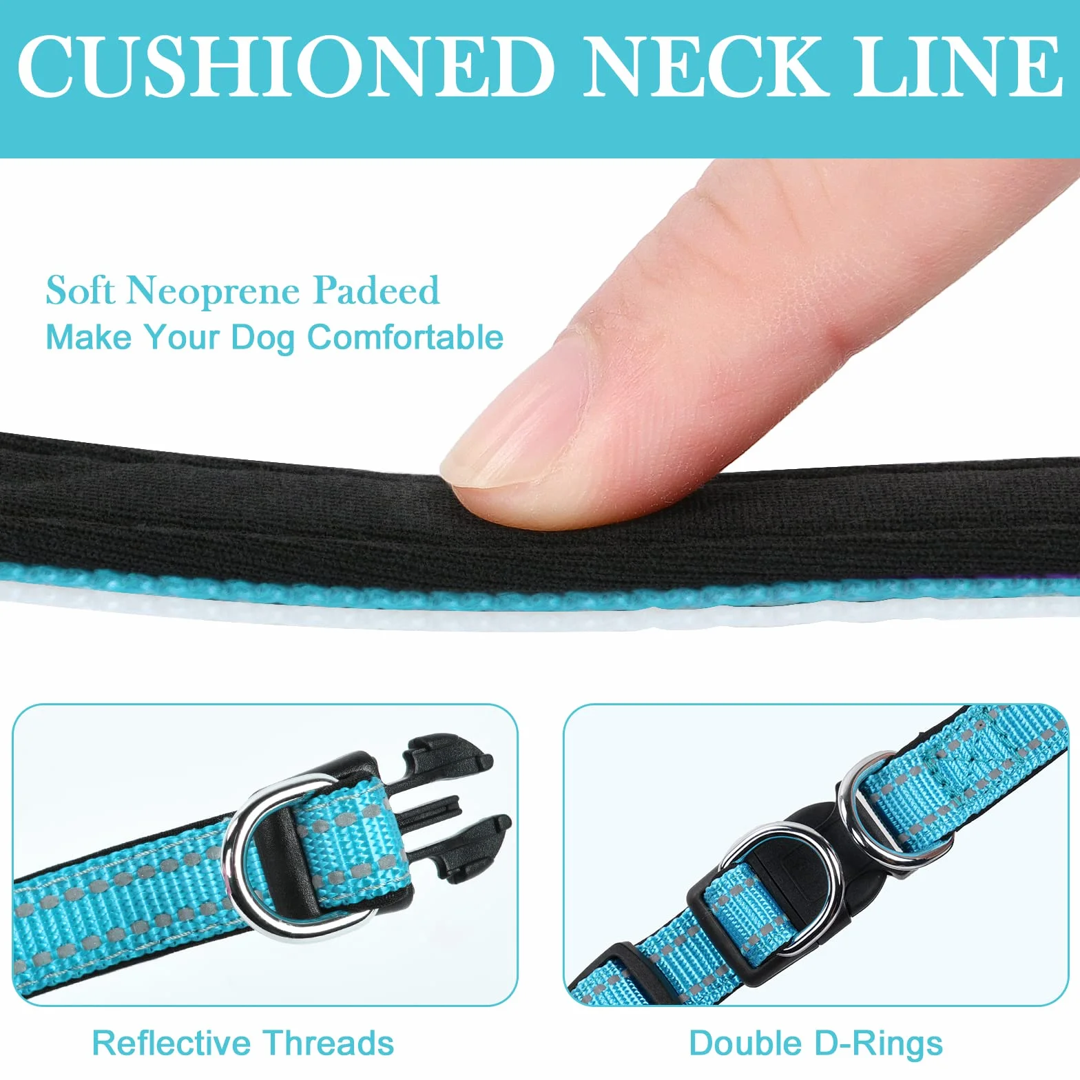 Collier pour Chien Réfléchissant Réglable Nylon avec Étui AirTag pour Petits Chiens, Bleu-S