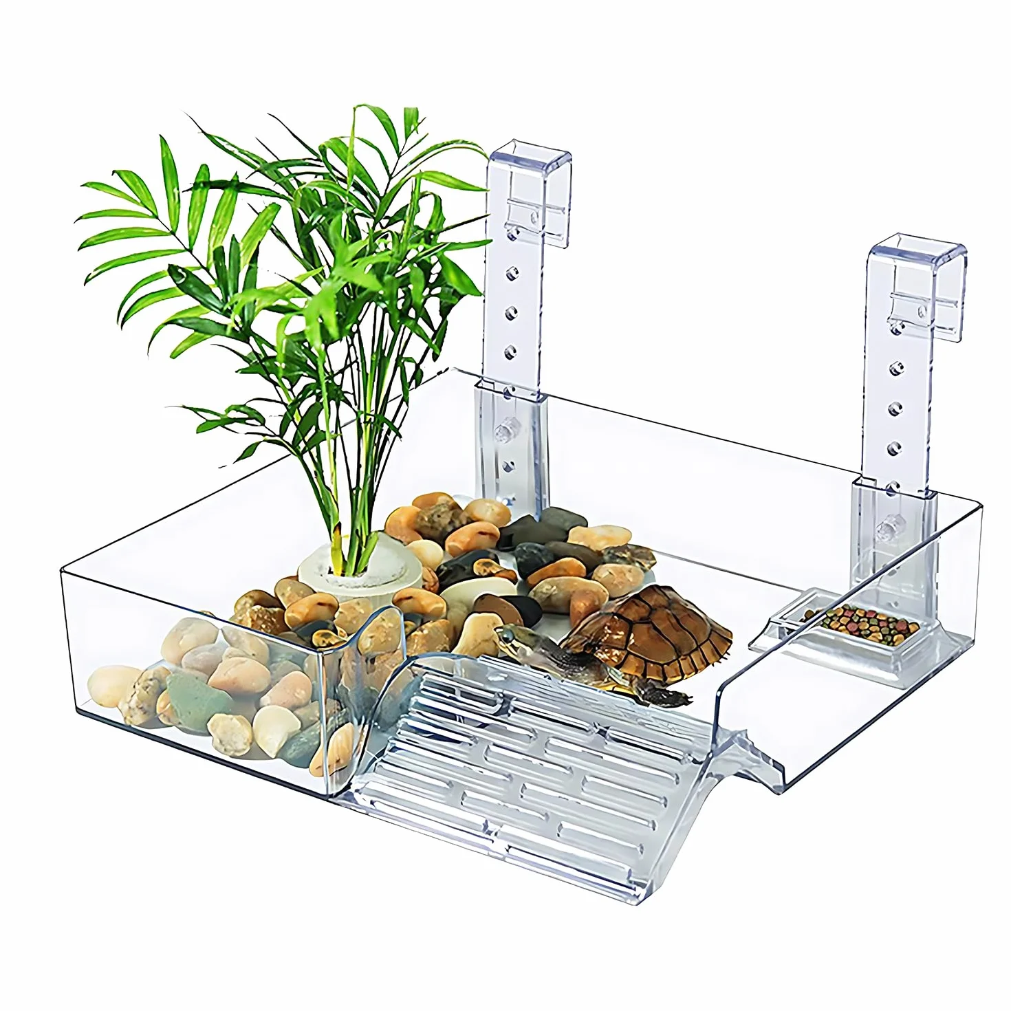 Plate-Forme De Repos Suspendue pour Tortues Aquatique Transparente Réglable Accessoire Aquarium