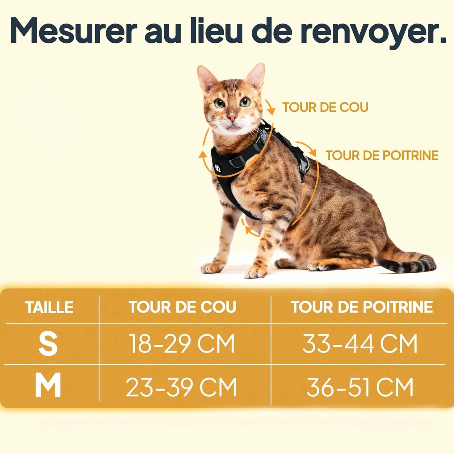 Tierhood Harnais pour Chat Anti-évasion Noir Taille S