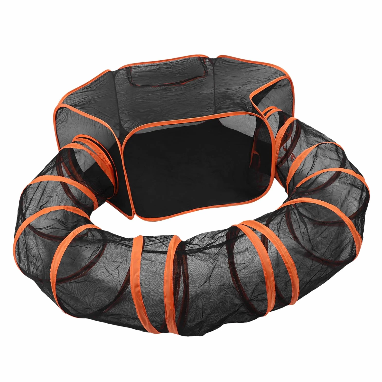 Enclos Extérieur pour Chat Portable avec Tunnel, Tente Fermée