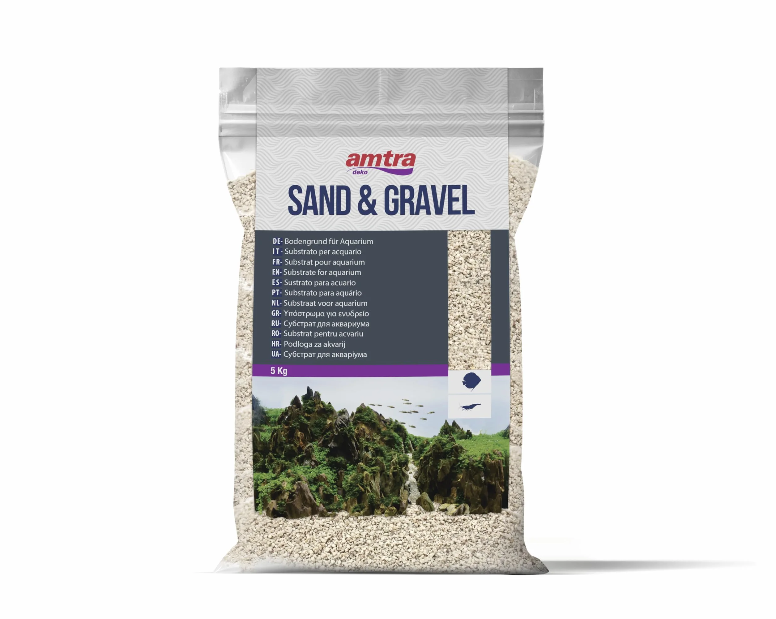 Amtra Wave Gravier Quartz Aquariophilie Blanc 5 kg Taille M