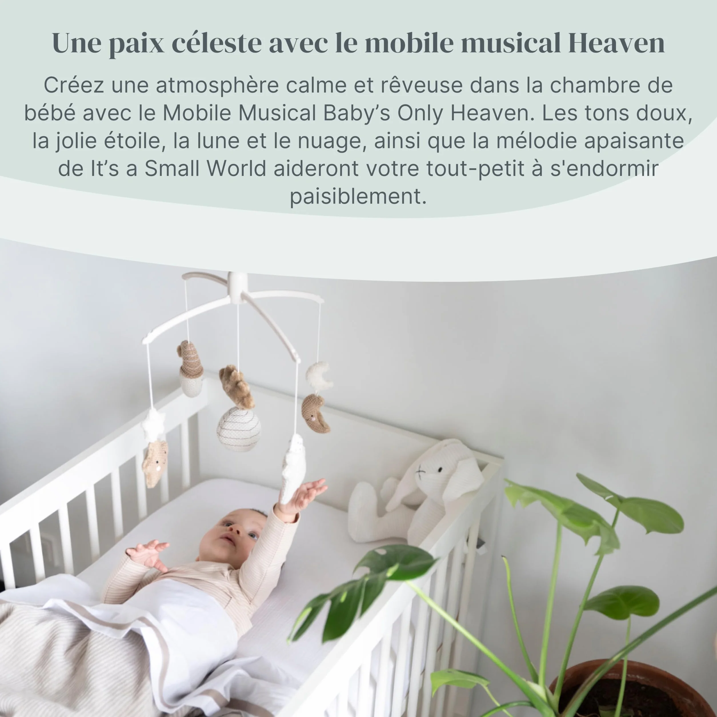 Baby's Only Mobile musical Baby Heaven Boîte à musique bébé avec figurines tricotées Clay/Warm Linen