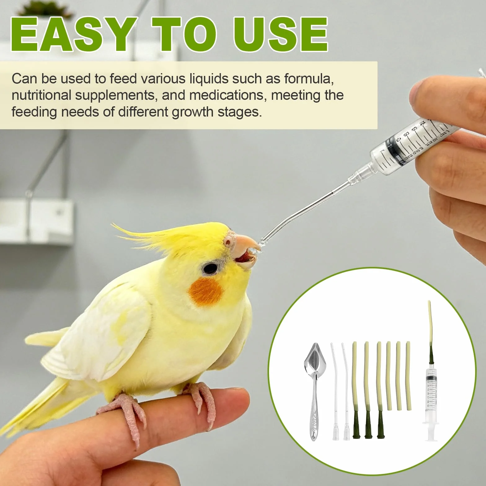 Seringues 5 ml avec Tube et Aiguille pour Alimentation Perroquets Pigeons Lapins Rongeurs Oiseaux