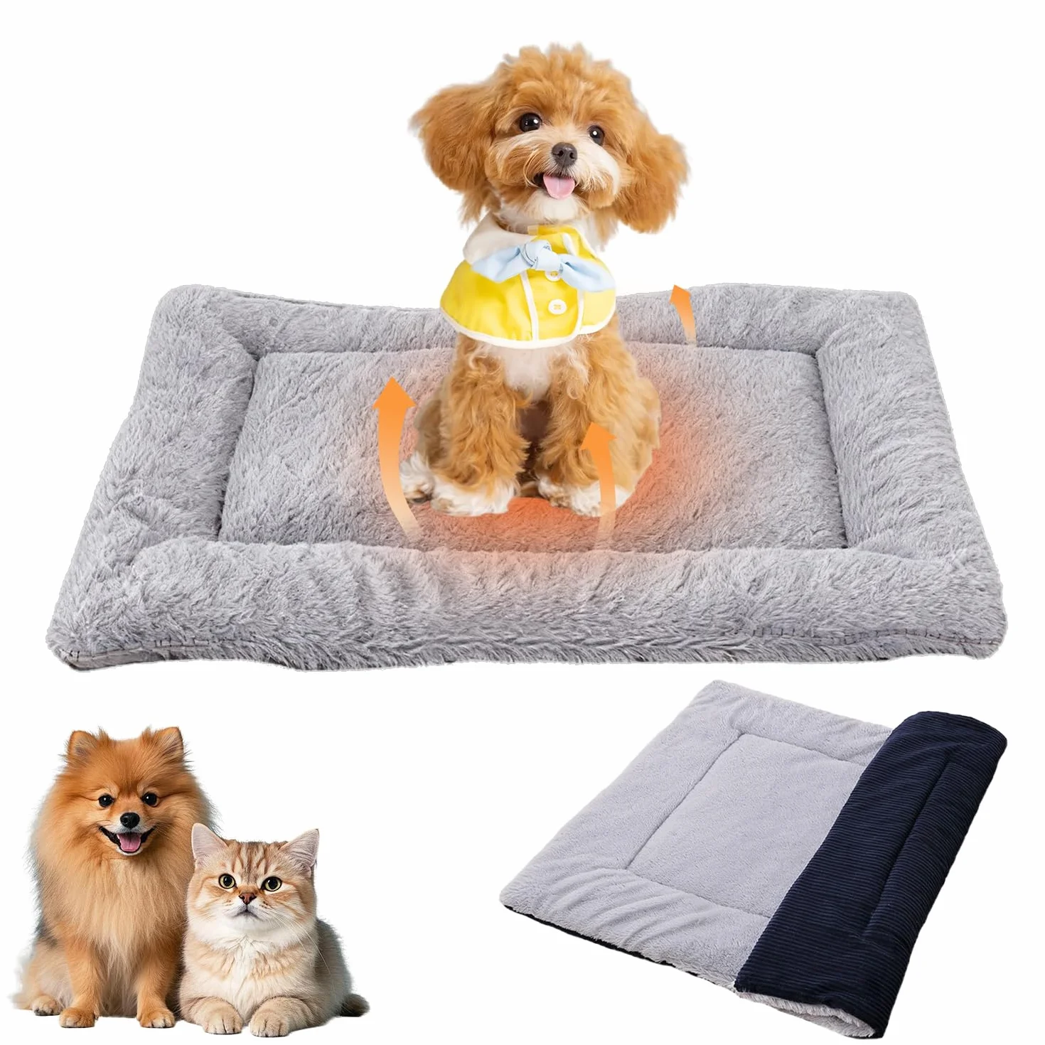 Coussin pour Chien Tapis Animaux Anti Stress Lavable Bleu 55 x 75 cm