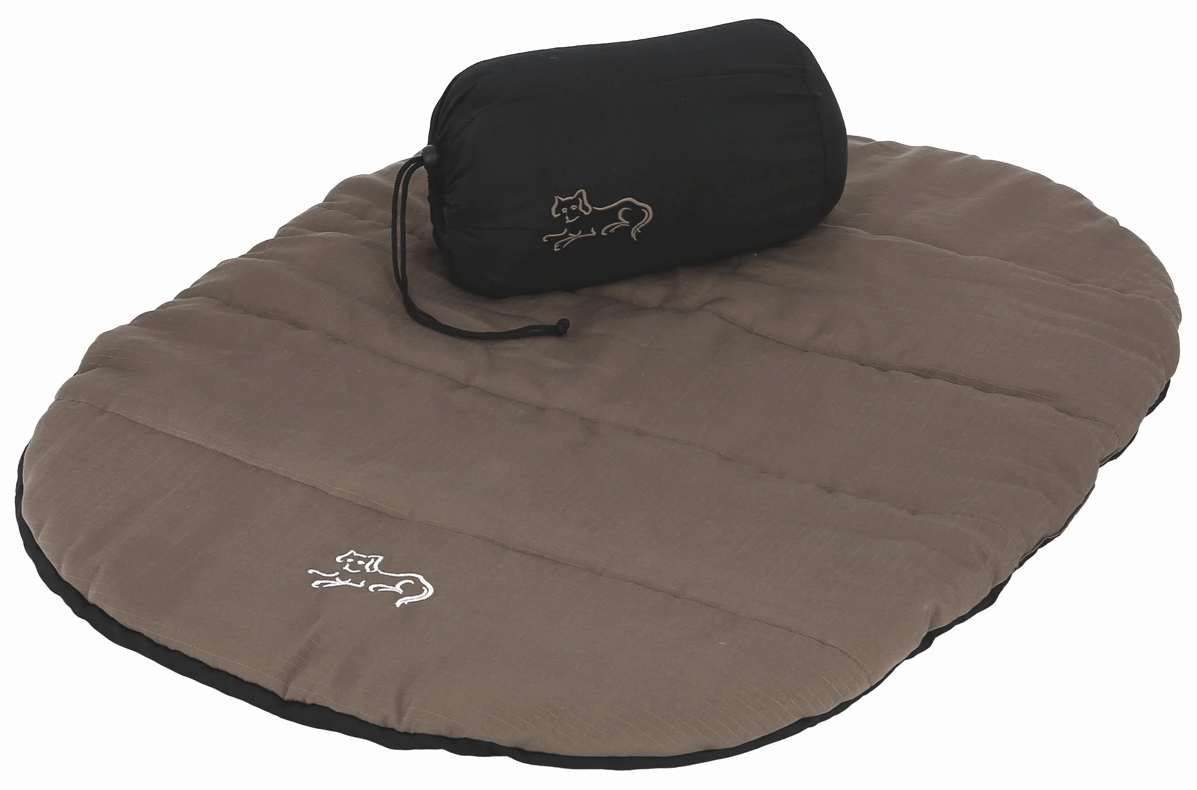 Kerbl Pet Coussin Traveler, 85x65cm, Taupe, pour Le Voyage, Coussin pour Chien, Enroulable, Surface de Repos Moelleuse, avec Housse