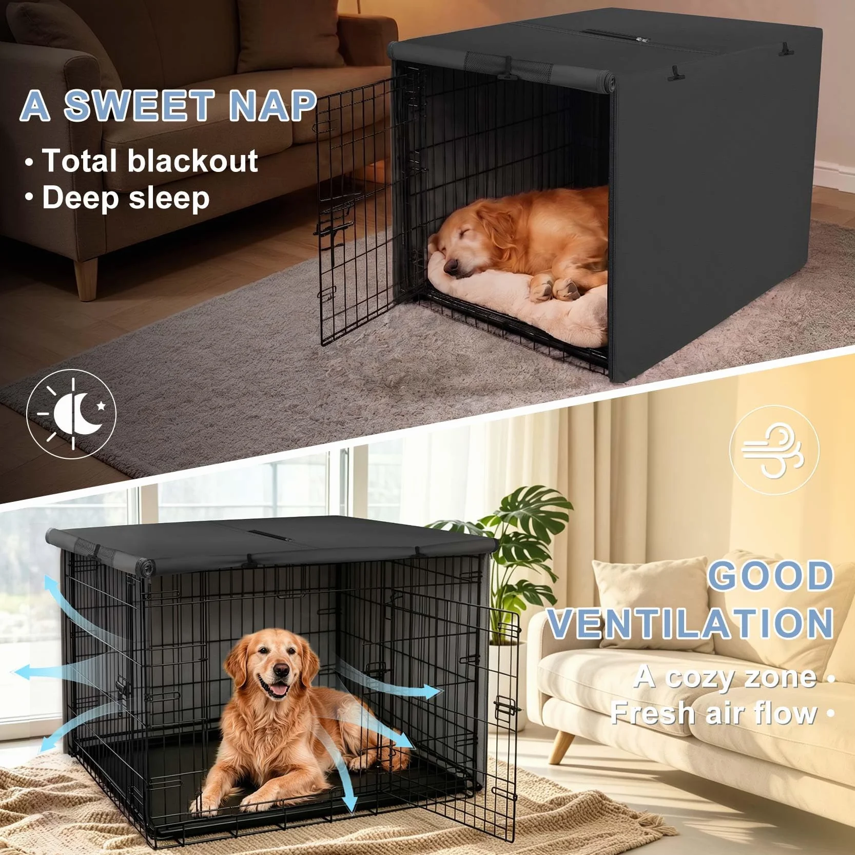 Explore Land Housse de Cage pour Chien Polyester Universelle 61-121,9 cm Noir